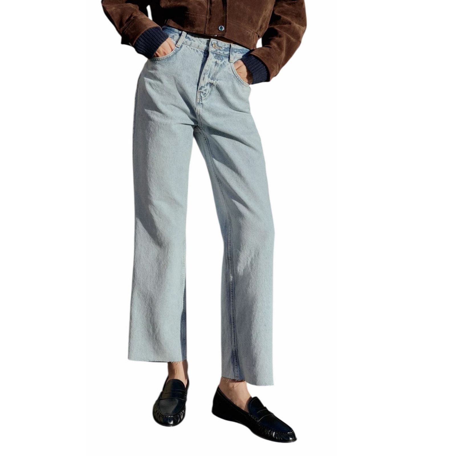 Zara Blue High Waist Straight Ankle Rigid Pocketed Cotton Jeans Size 27" / US 4 / IT 40 - 1 Thumbnail