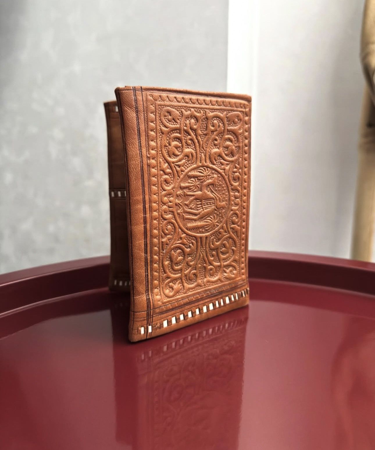Handmade Moroccan hand tooled soft leather bifold wallet Size ONE SIZE - 3 Thumbnail