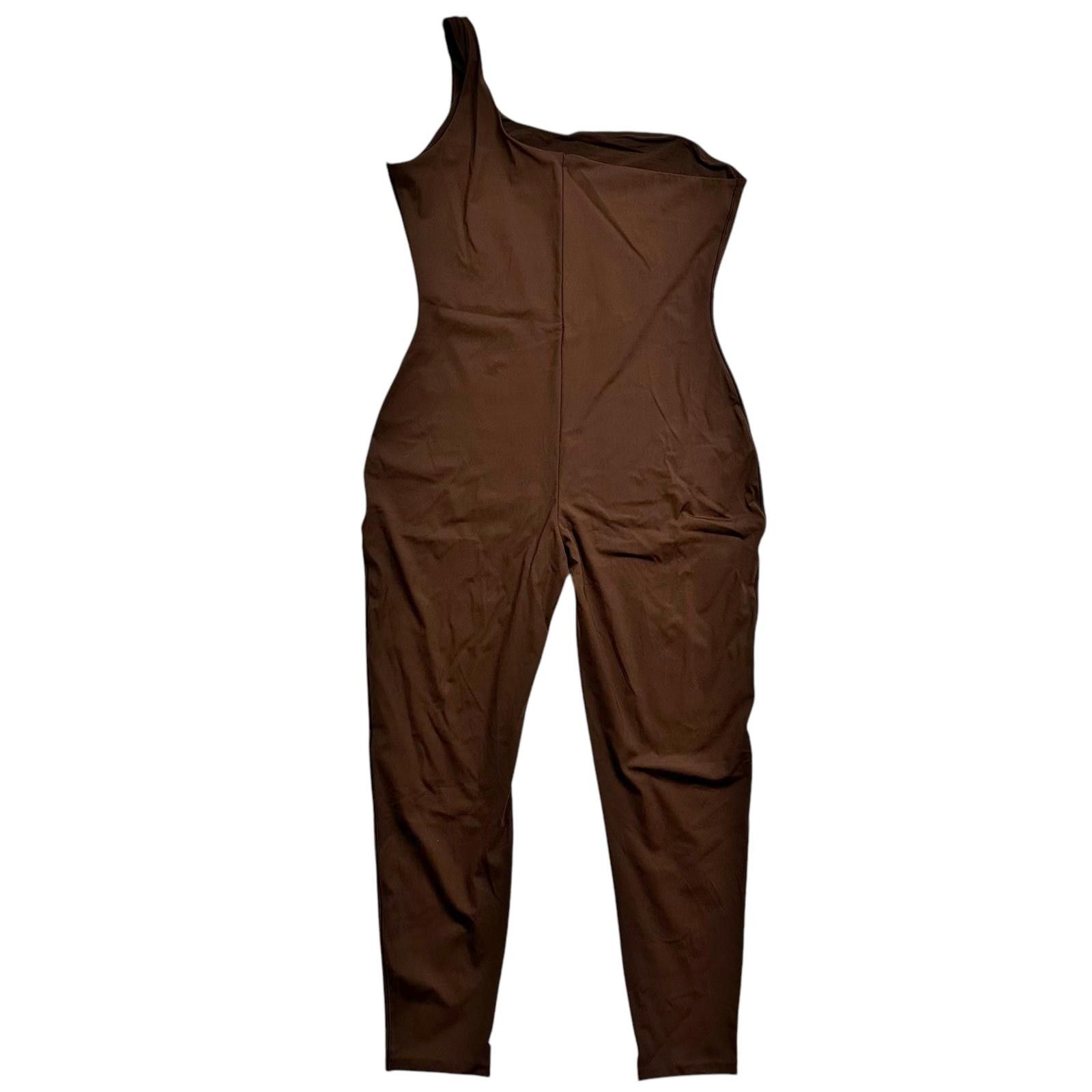 Kim Kardashian × SKIMS NWT Skims One Shoulder Catsuit Cocoa Women’s 4X Plus Size 42" / US 20 - 2 Thumbnail