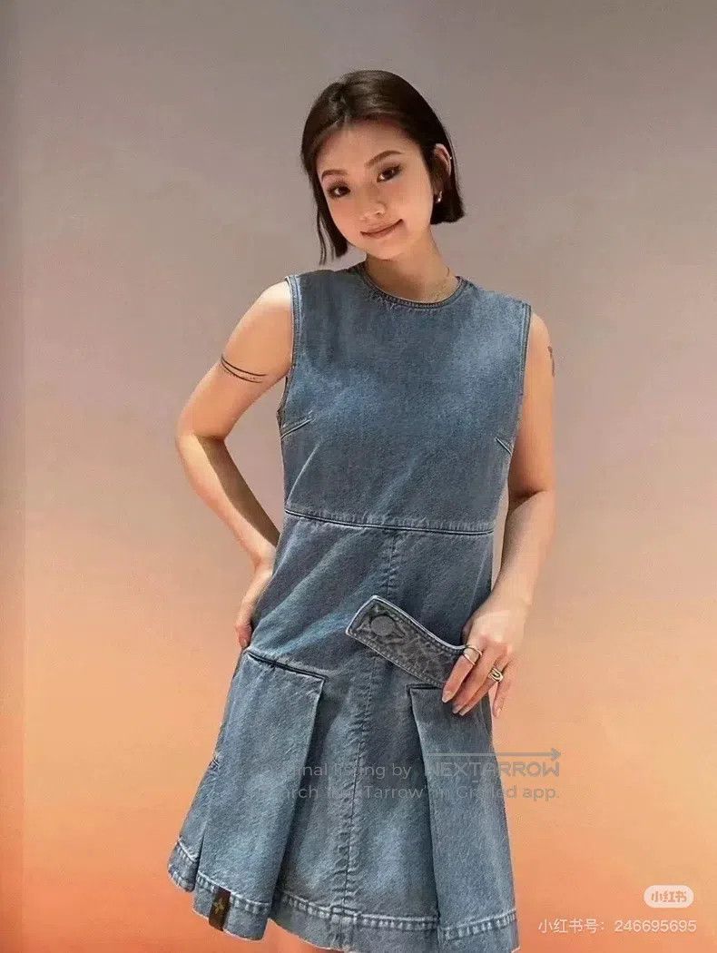 Louis Vuitton Louis Vuitton Blue Denim Belted Sleeveless Dress Size S / US 4 / IT 40 - 9 Thumbnail