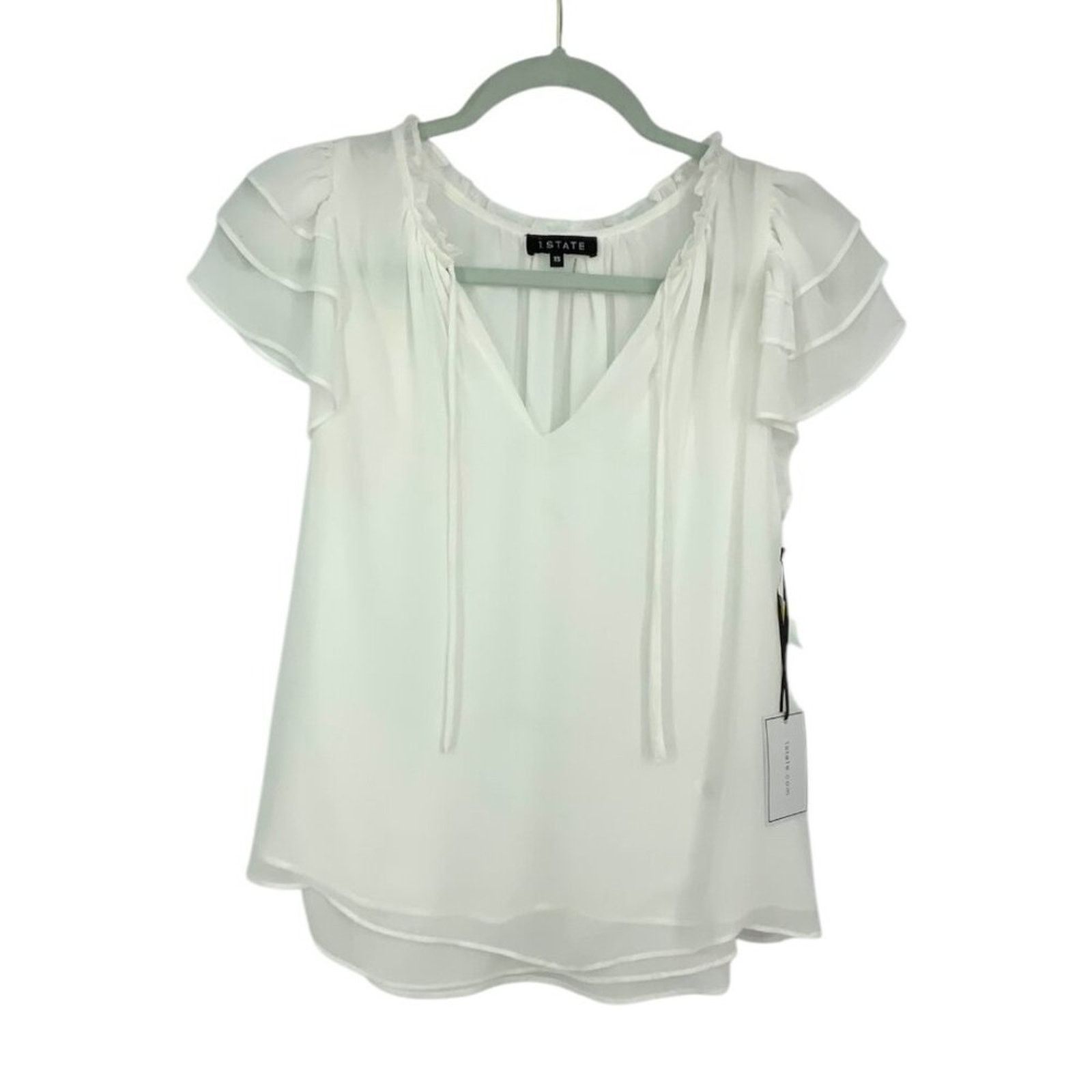 Other 1.State Flutter Sleeve Chiffon Blouse Ivory XS NWT $79 MSRP Size XS / US 0-2 / IT 36-38 - 3 Thumbnail