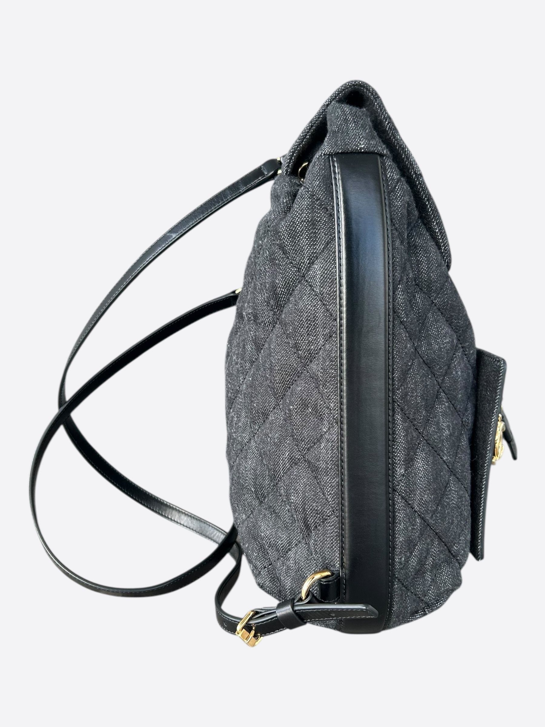 Chanel Chanel Dark Grey Denim Quilted Flap Backpack Size ONE SIZE - 2 Thumbnail