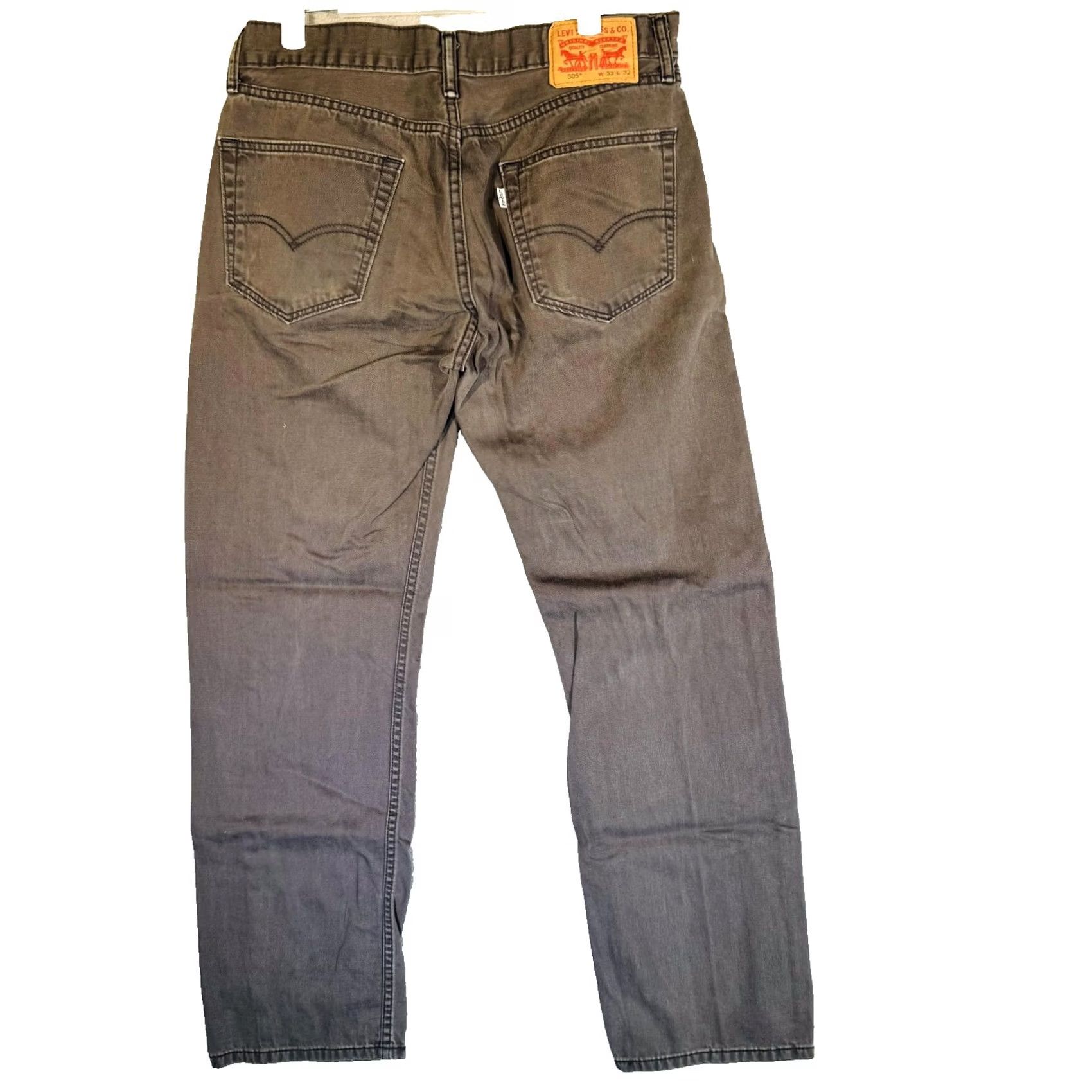 Levi's Levi's 505 Jeans Mens 33x32 Gray Charcoal Wash Straight Denim Zip Fly Regular Fit Jeans Size US 33 - 6 Thumbnail