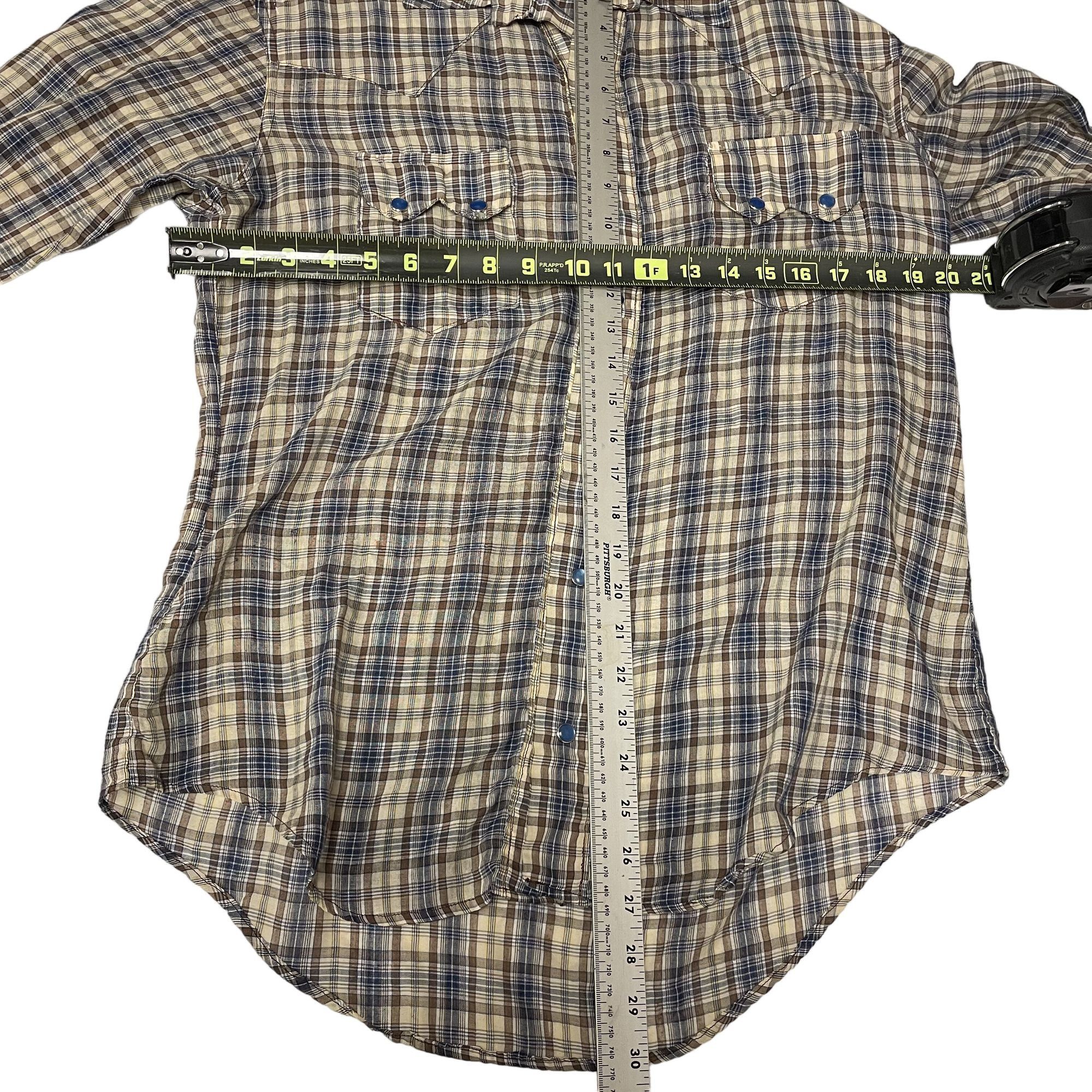 Other Vtg Blue Brown Plaid ROCKABILLY Cowboy SAWTOOTH Shirt Size US L / EU 52-54 / 3 - 4 Thumbnail