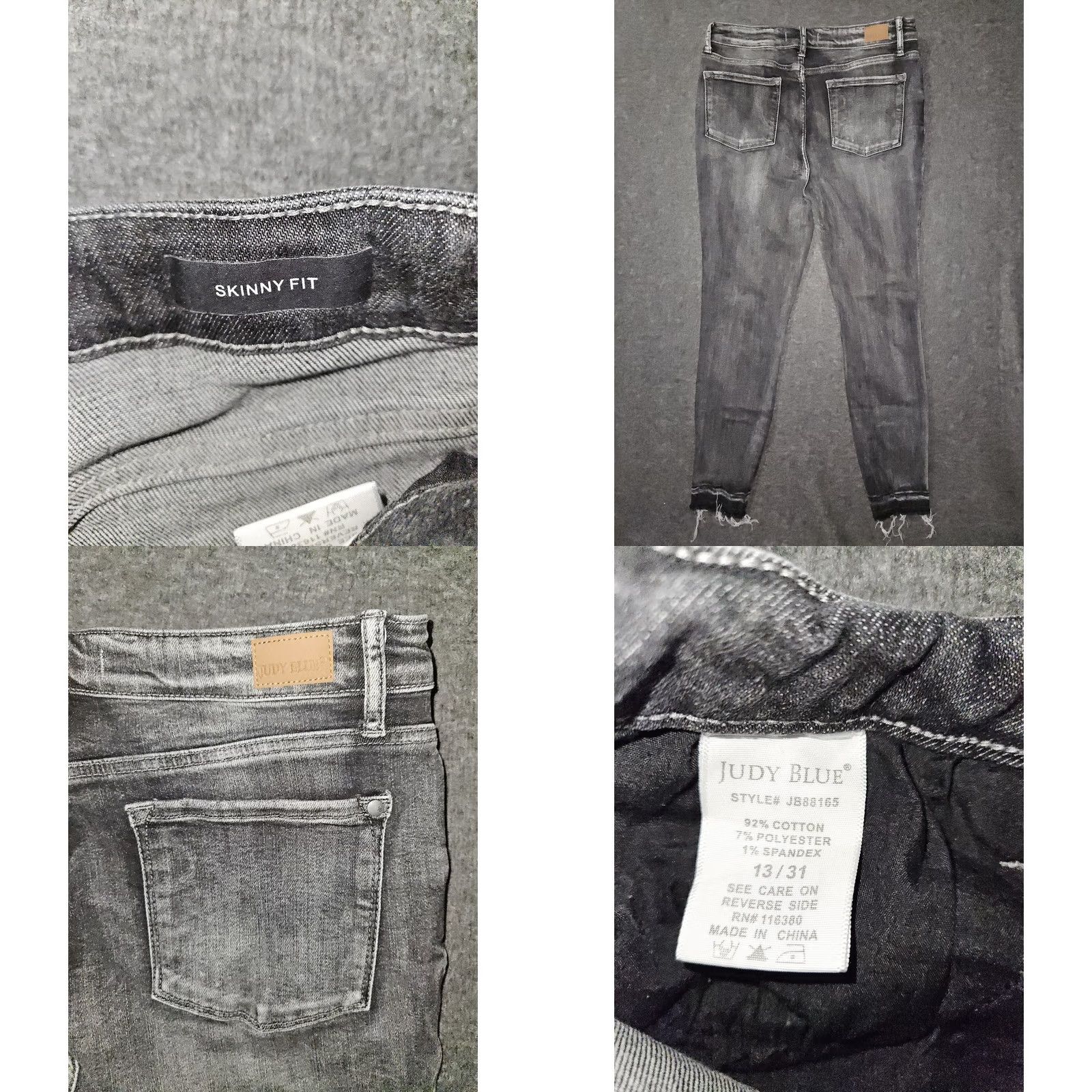 Vintage VINTAGE Judy Blue Skinny Fit Ankle Jeans Women's 13/31 Black Frayed Hem Stretch Preppy Size 34" / US 12 / IT 48 - 8 Thumbnail