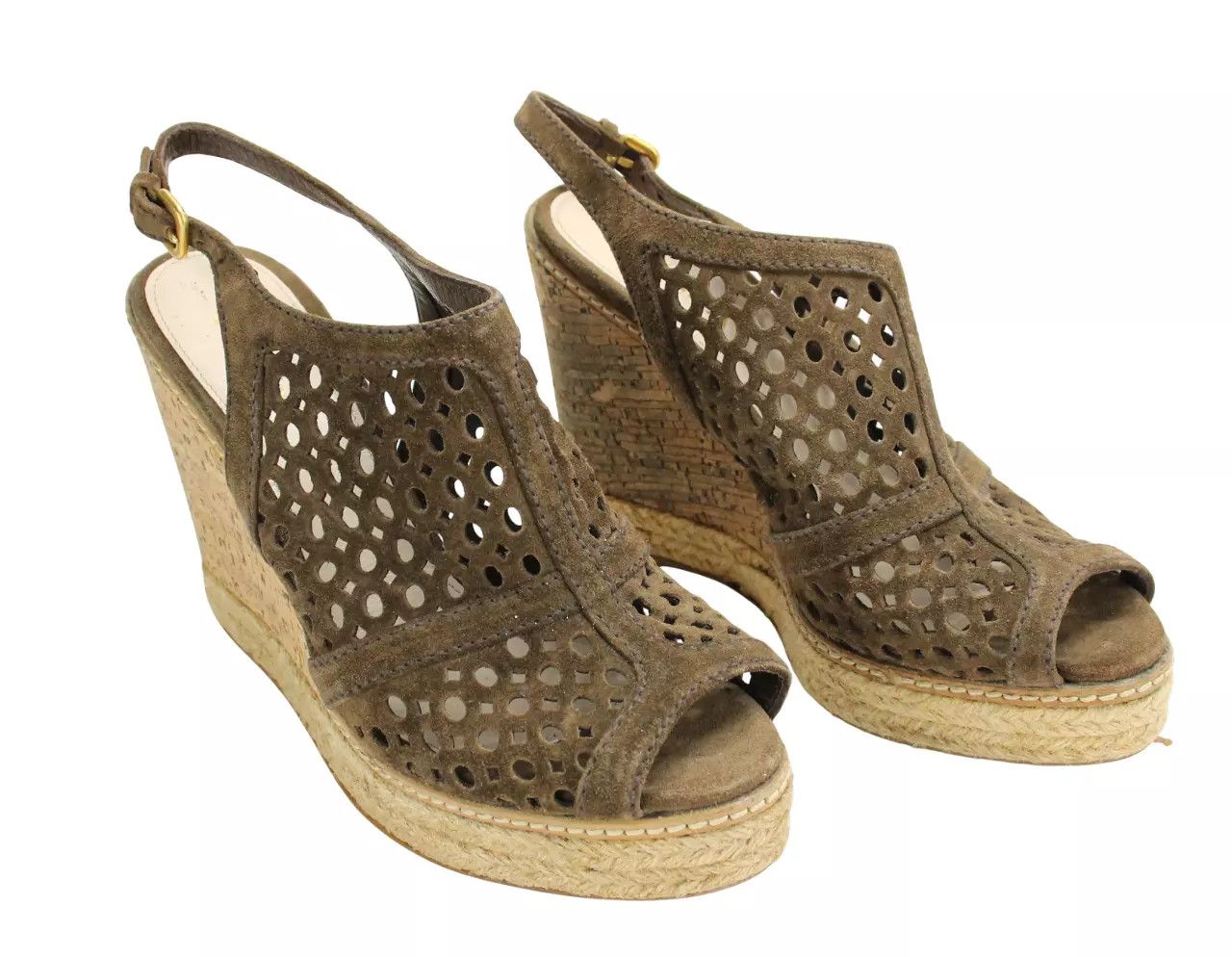 Prada PRADA Women EU 40 Wedge Platform Leather Espandrille Sandals Size US 10 / IT 40 - 1 Thumbnail