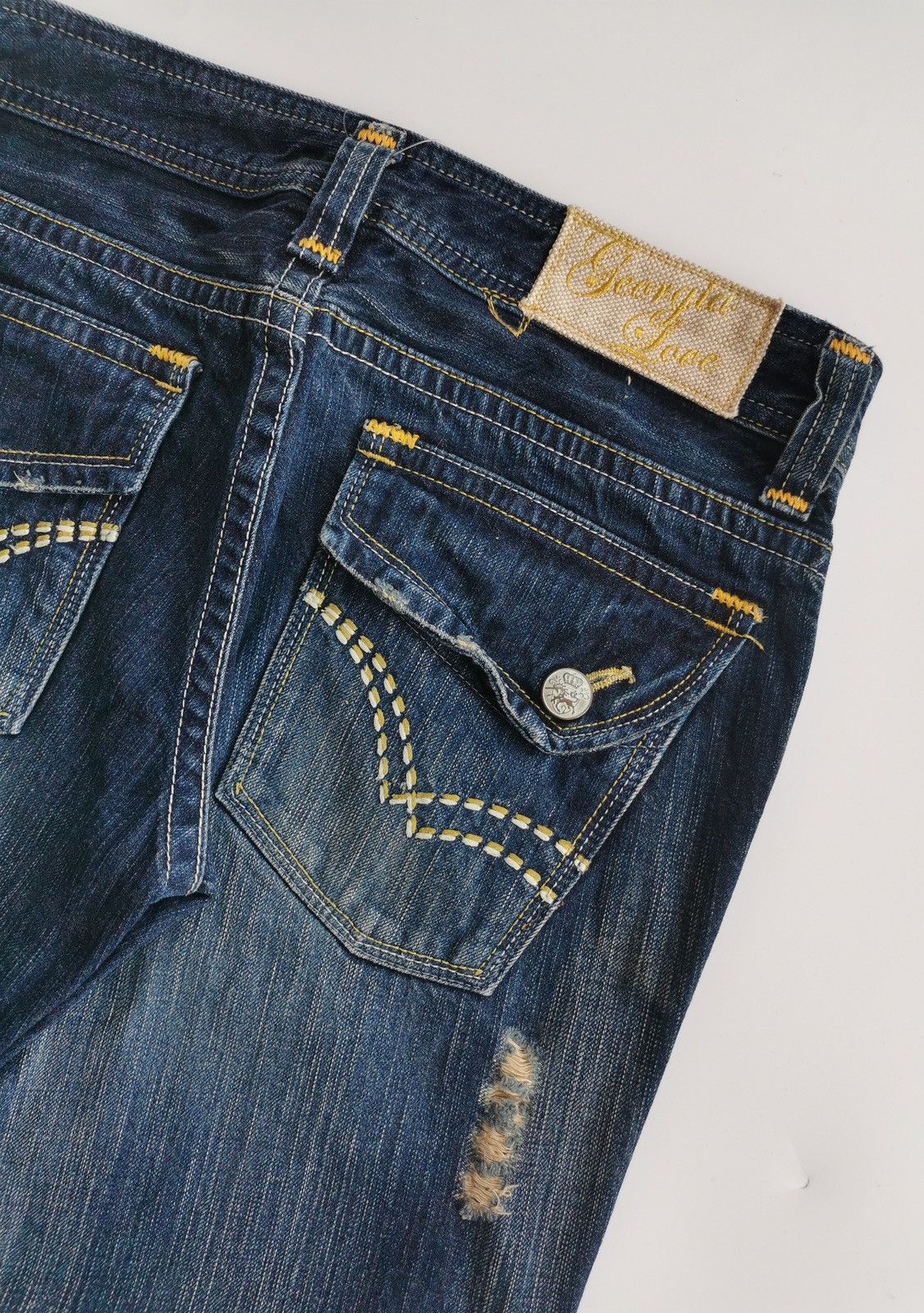 Japanese Brand Bootcut Georgia Love Japan Distressed Blue Jeans Size US 32 / EU 48 - 6 Thumbnail