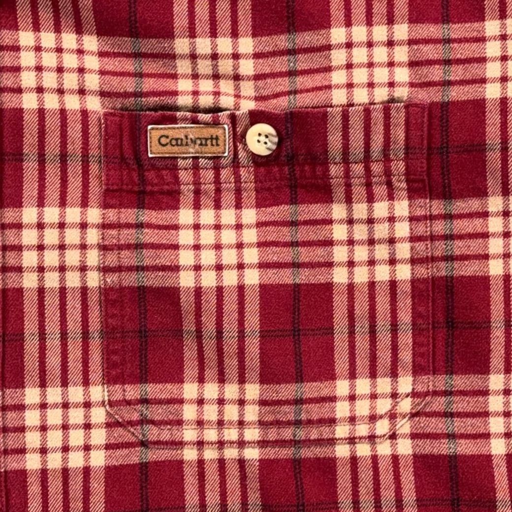 Carhartt VINTAGE Carhartt Shirt Mens Large Tall Red Plaid Flannel Button-Up Pocket Y2K Outdoor Workwear Size US L / EU 52-54 / 3 - 5 Thumbnail