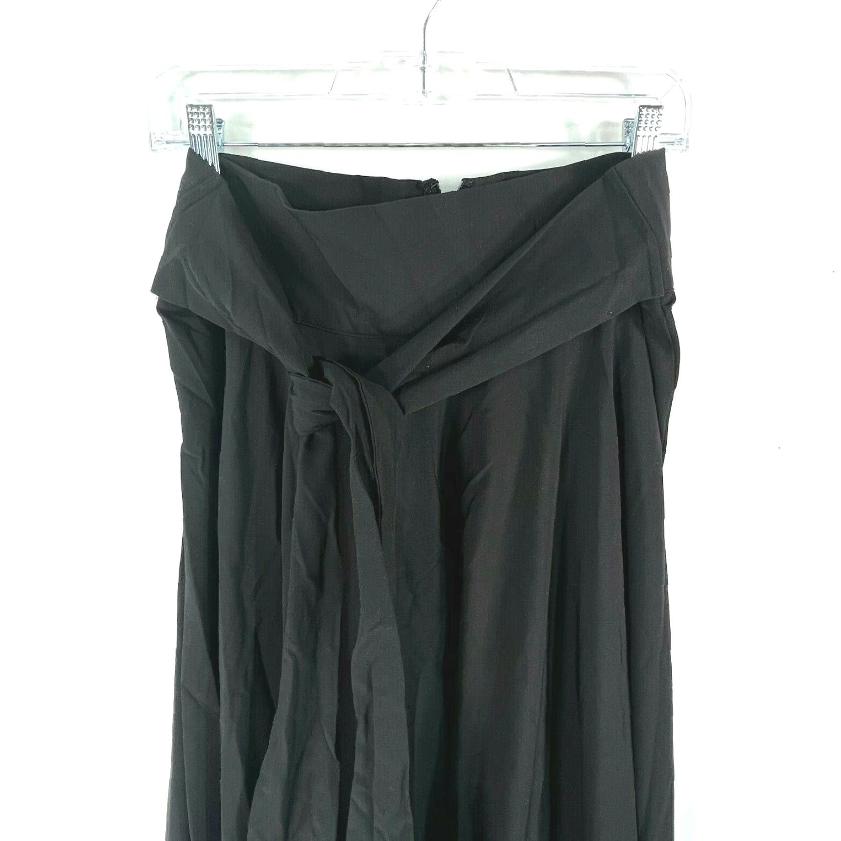 Vintage Black A-Line Midi Skirt for Women, Size XL, Casual, Flat Front, High Tie Waist, Zip Closure, Solid, Classic Theme Size 40" / US 18 - 3 Thumbnail