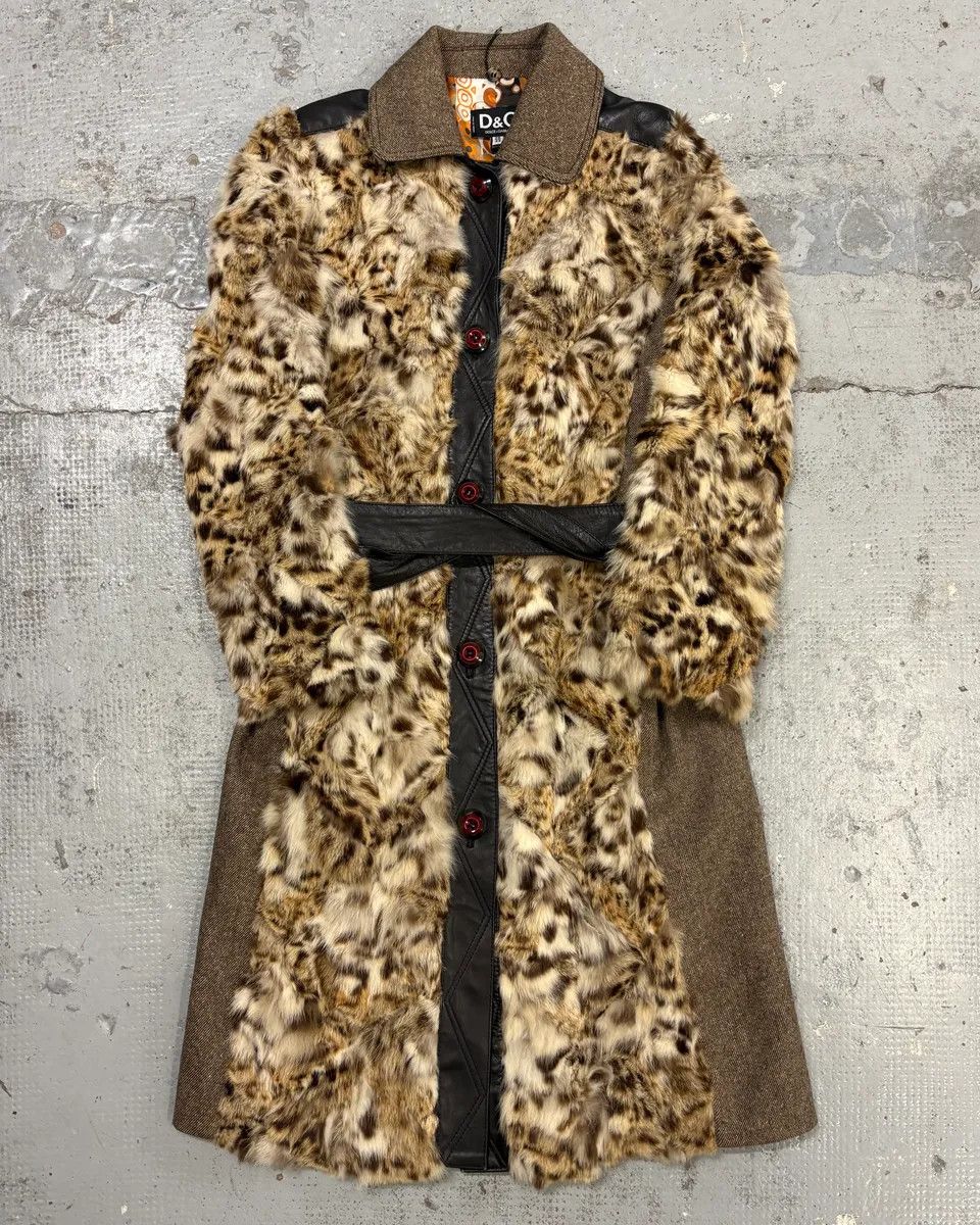 Dolce & Gabbana AW2005 Dolce & Gabbana Beige Mixed Media Leopard Fur Coat Size S / US 4 / IT 40 - 1 Thumbnail