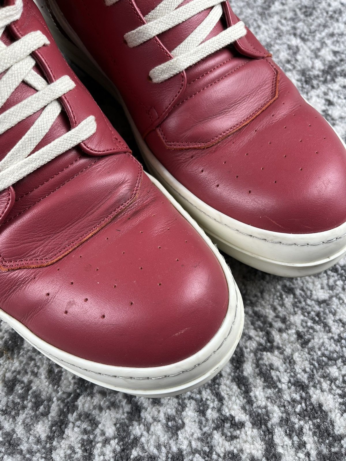 Rick Owens SS22 Rick Owens Fogachine Carnelian Red Leather Geobaskets Size US 9 / EU 42 - 5 Thumbnail