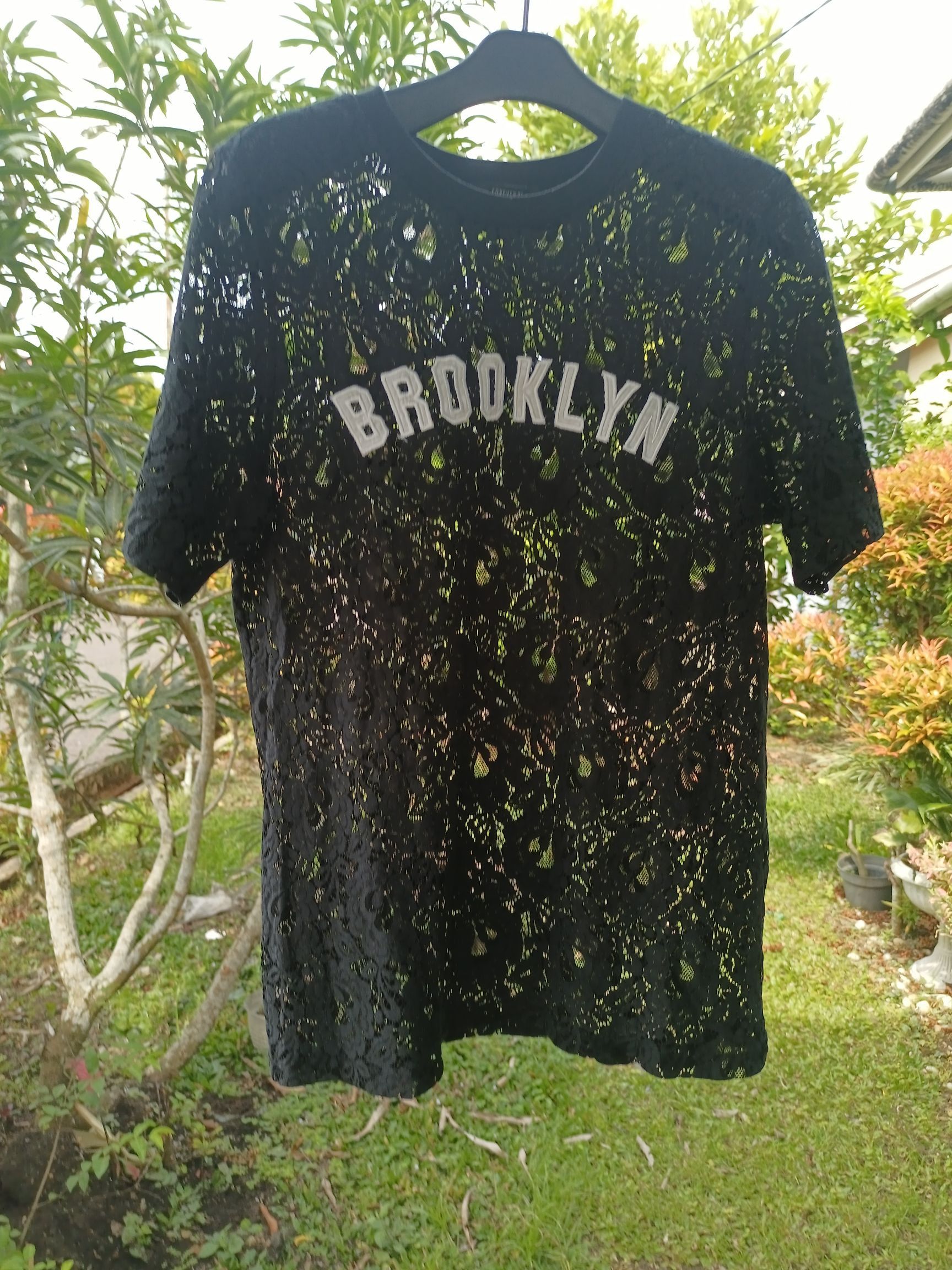 Forever 21 × Japanese Brand Black Lace/Black brocade Brooklyn Short Sleeve Size US L / EU 52-54 / 3 - 2 Thumbnail