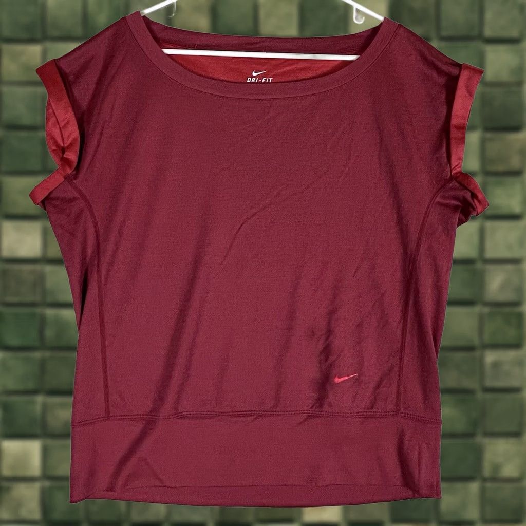 Nike Nike Dri-Fit Top Short Sleeve Banded Hem Medium Red Women Activewear Athleisure Pullover Scoop Neck Polyester Wool Short Sleeve Shirt Size M / US 6-8 / IT 42-44 - 1 Thumbnail