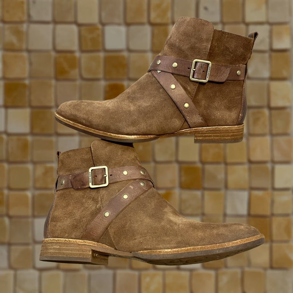 Vintage Kork-Ease Booties Womens Size 8.5 Brown Leather Ankle Strap Studded Zip K69006 Bootie Shoes Womens Brown Leather Studded Zip Ankle Bootie 8.5 Size US 9 / IT 39 - 1 Thumbnail
