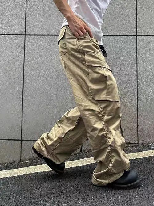 VIBE Vintage Punk Hip Hop Khaki Workwear Paratrooper Casual Pants Size US 28 / EU 44 - 5 Thumbnail