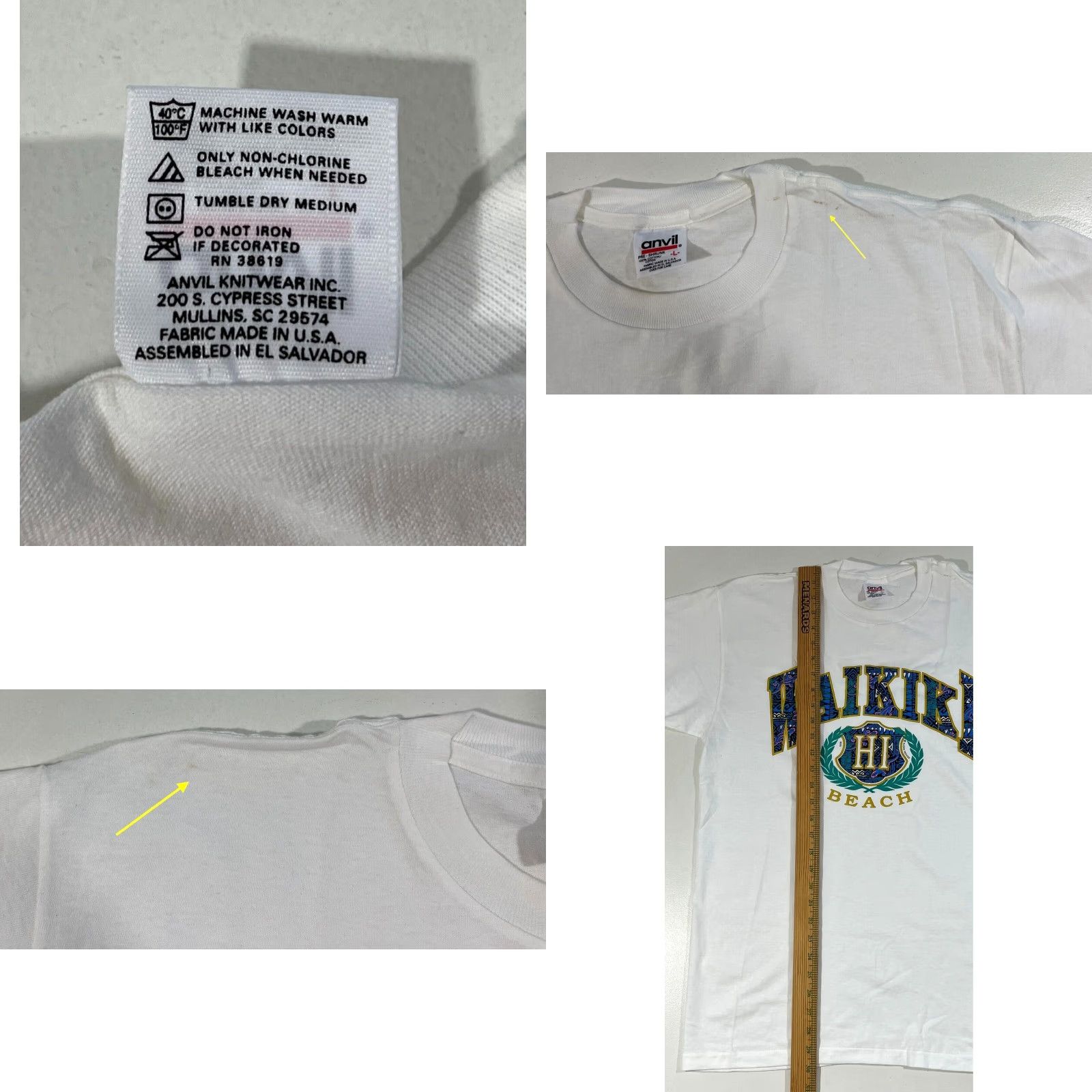 Anvil NOS Vintage 90s Waikiki Beach Hawaii T-Shirt Anvil Sz L White Cotton Short Sleeve Crew Neck Unisex Adults 90s Beach Hawaiian Graphic Print Size US L / EU 52-54 / 3 - 8 Thumbnail