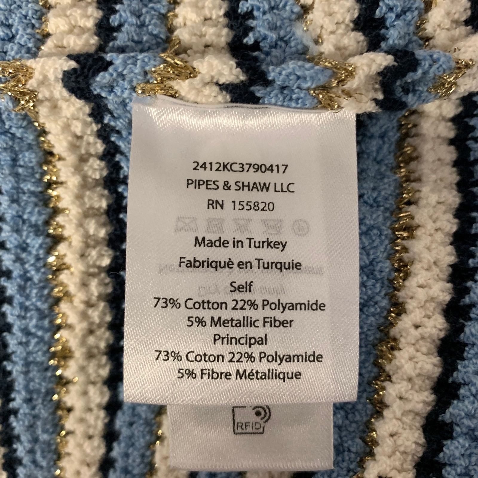 Veronica Beard VERONICA BEARD S Blue White Gold Stripe Cotton Cardigan Size S / US 4 / IT 40 - 8 Thumbnail