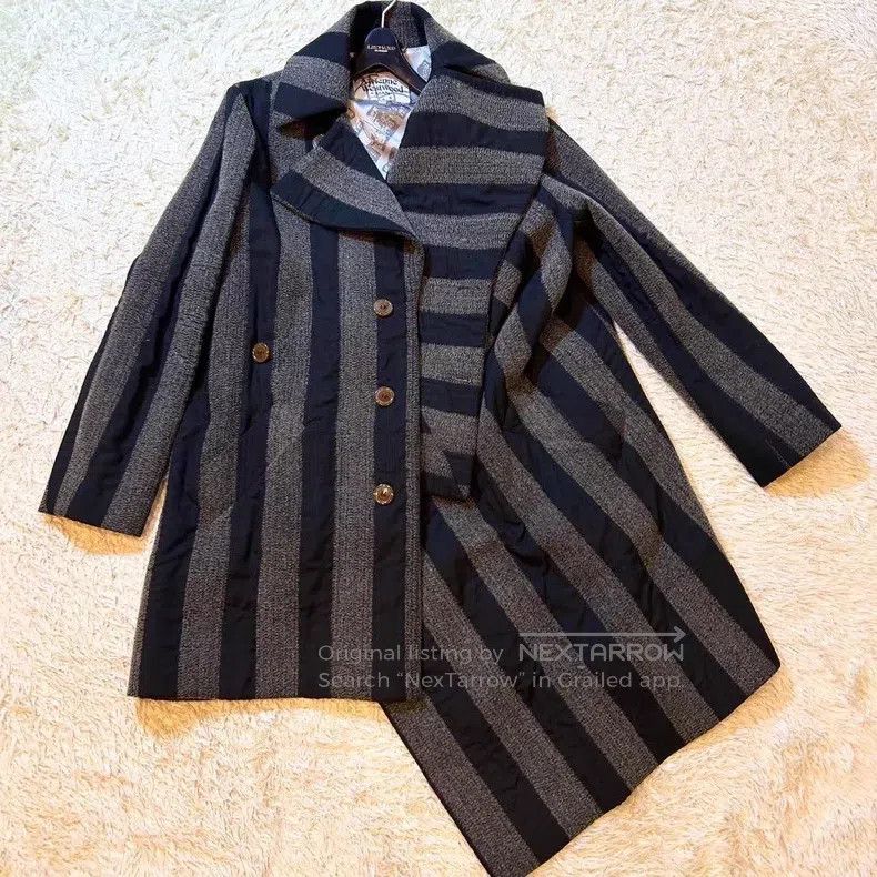 Vivienne Westwood Vivienne Westwood Deformed Wool Striped Overcoat, Man Asym Size M / US 6-8 / IT 42-44 - 5 Thumbnail