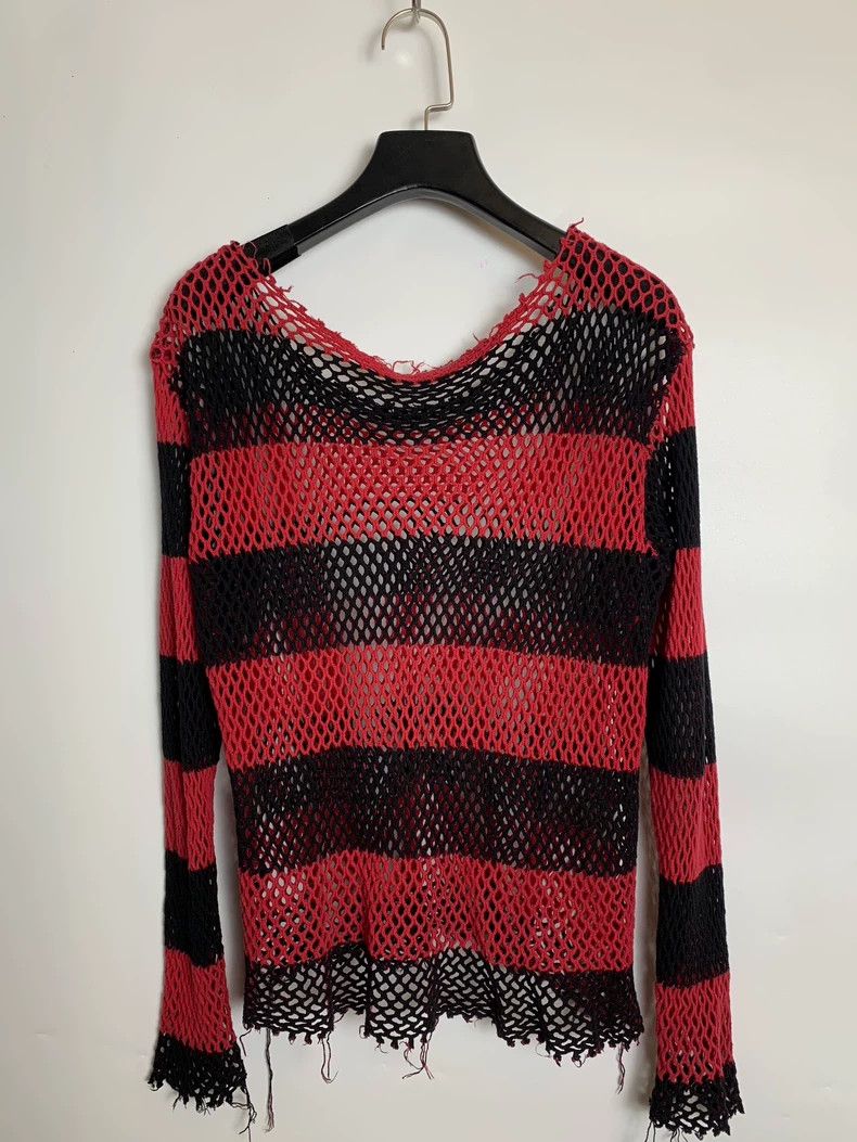 Number (N)ine Number (N)ine 06 SS fishing net black red long sleeves Size US L / EU 52-54 / 3 - 6 Thumbnail