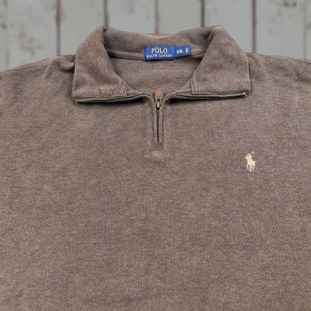 Polo Ralph Lauren Polo Ralph Lauren Sweater Mens 2XL Brown Quarter Zip Mock Neck Pony Logo Knit Size US XXL / EU 58 / 5 - 1 Thumbnail