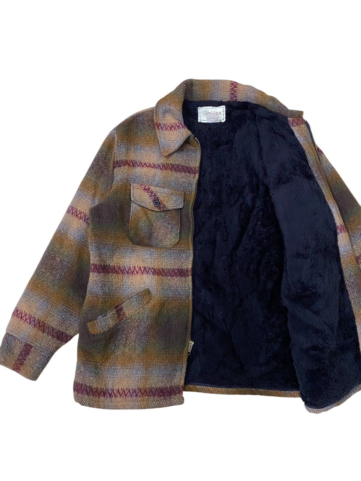 Vintage 50s Melton recycled wool blouson tartan jacket J5 Size US L / EU 52-54 / 3 - 9 Thumbnail