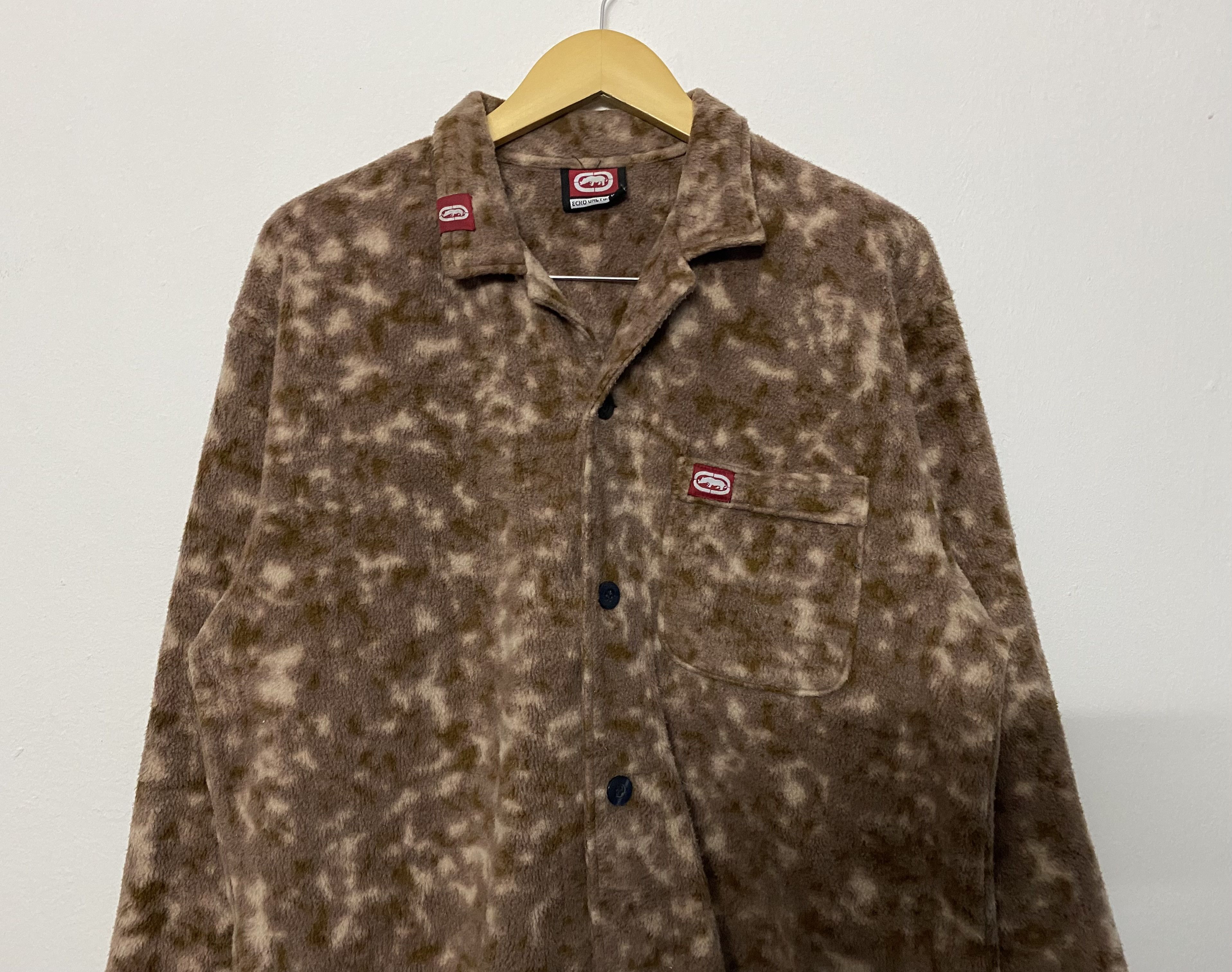 Ecko Unltd. Vintage Ecko Unltd. Fleece Button Up Shirt Camo Print Size US L / EU 52-54 / 3 - 3 Thumbnail