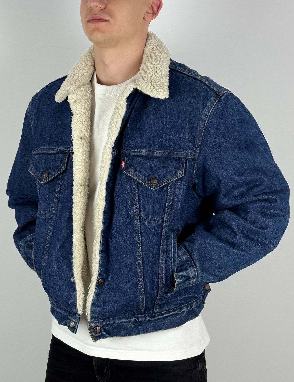 Levi's 1990’s Vintage Levi’s Sherpa Denim Jacket Made in USA Size US XL / EU 56 / 4 - 2 Thumbnail