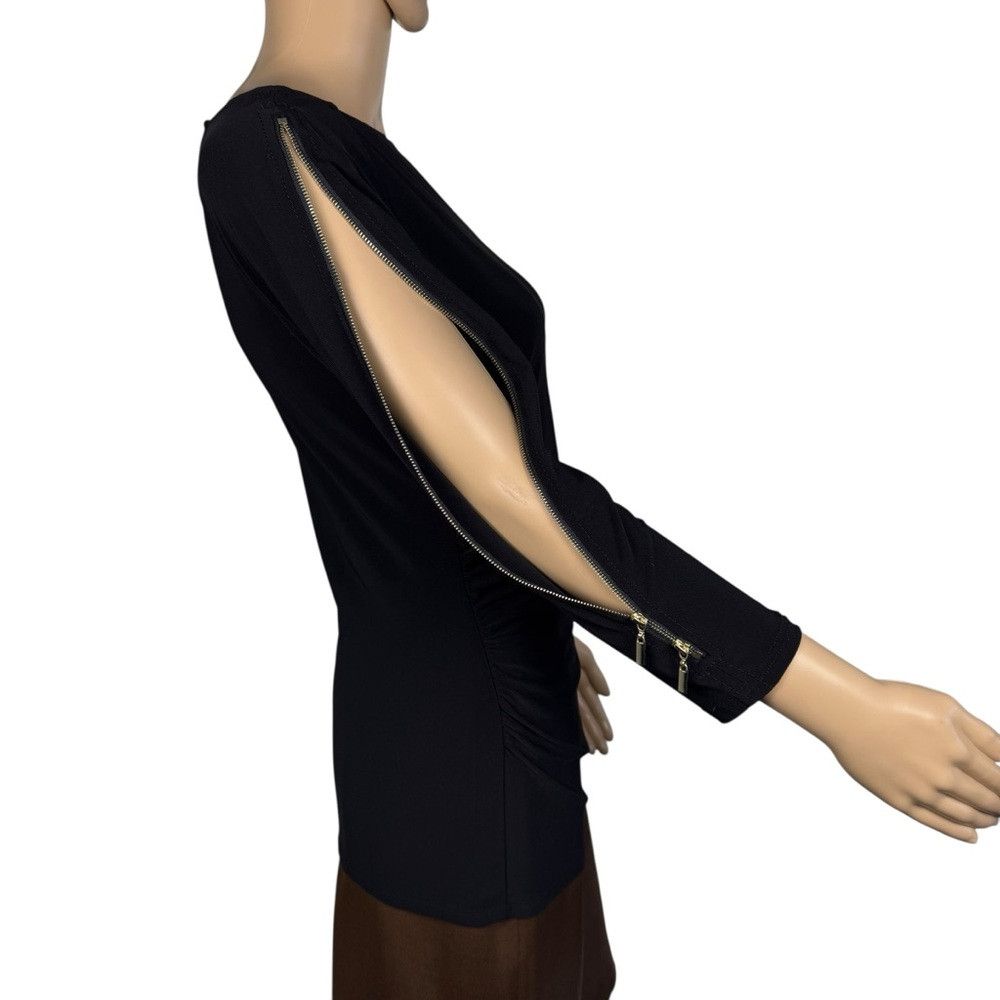 Joseph Ribkoff Joseph Ribkoff Black Zip Sleeve Top Size 8 Size M / US 6-8 / IT 42-44 - 2 Thumbnail