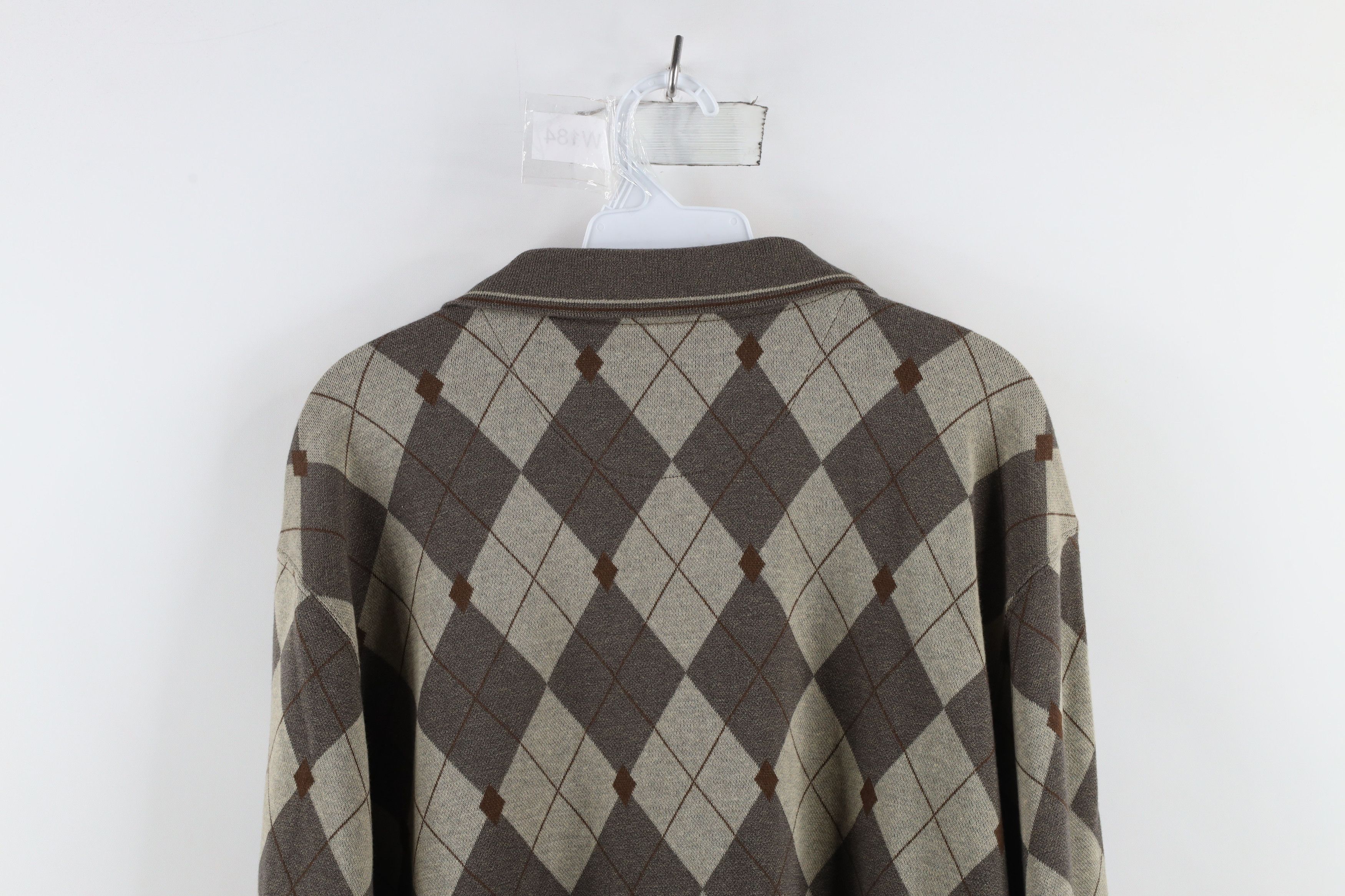 Vintage Vintage 90s Streetwear Argyle Diamond Long Sleeve Rugby Polo Size US L / EU 52-54 / 3 - 8 Thumbnail