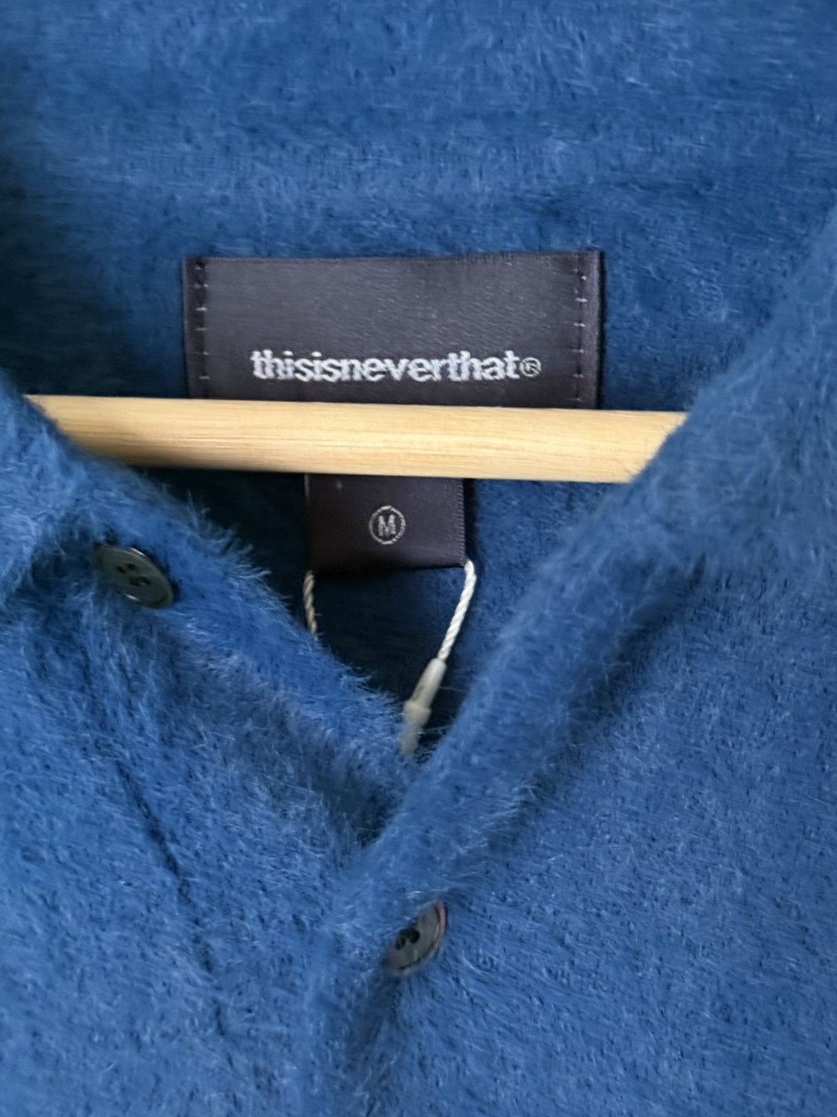 thisisneverthat Thisisneverthat Script Shaggy Knit Polo. Blue. Sweater Size US M / EU 48-50 / 2 - 8 Thumbnail