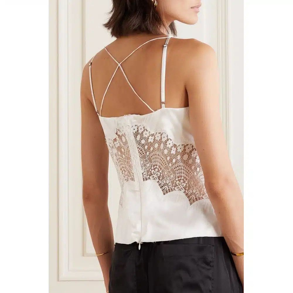 Tom Ford o1loc1c1124 TS2044 Silk Lace Top in White Size S / US 4 / IT 40 - 2 Thumbnail