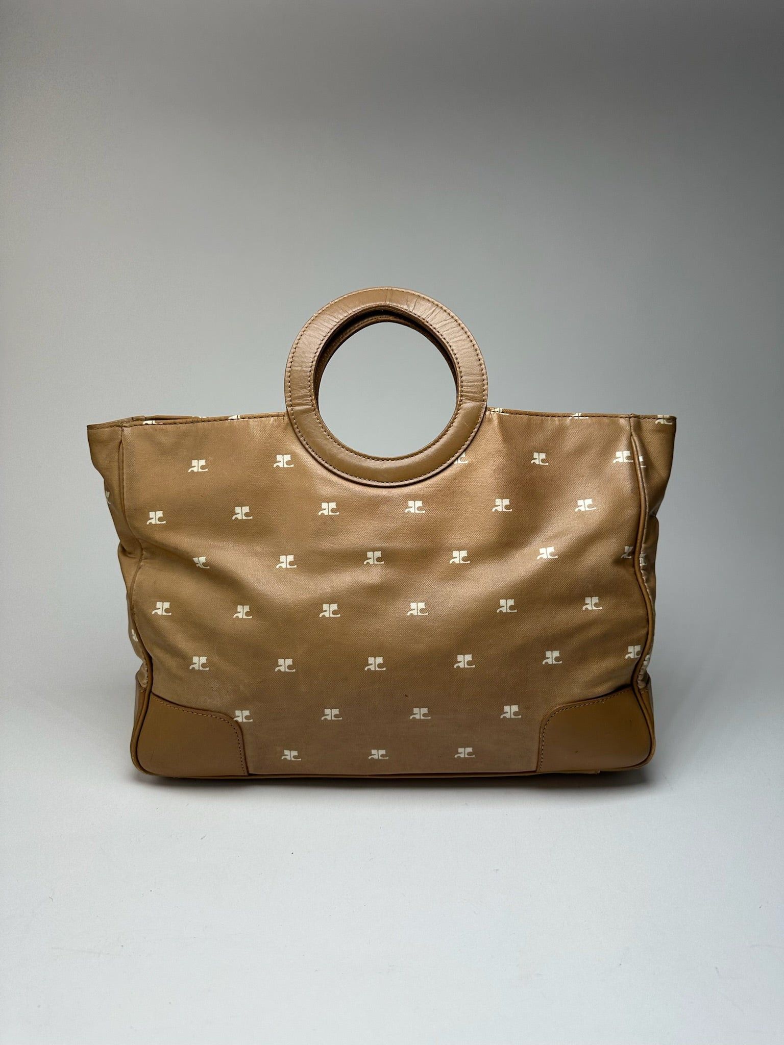 Courreges Vintage Monogram Handbag Gold Brown Size ONE SIZE - 1 Thumbnail