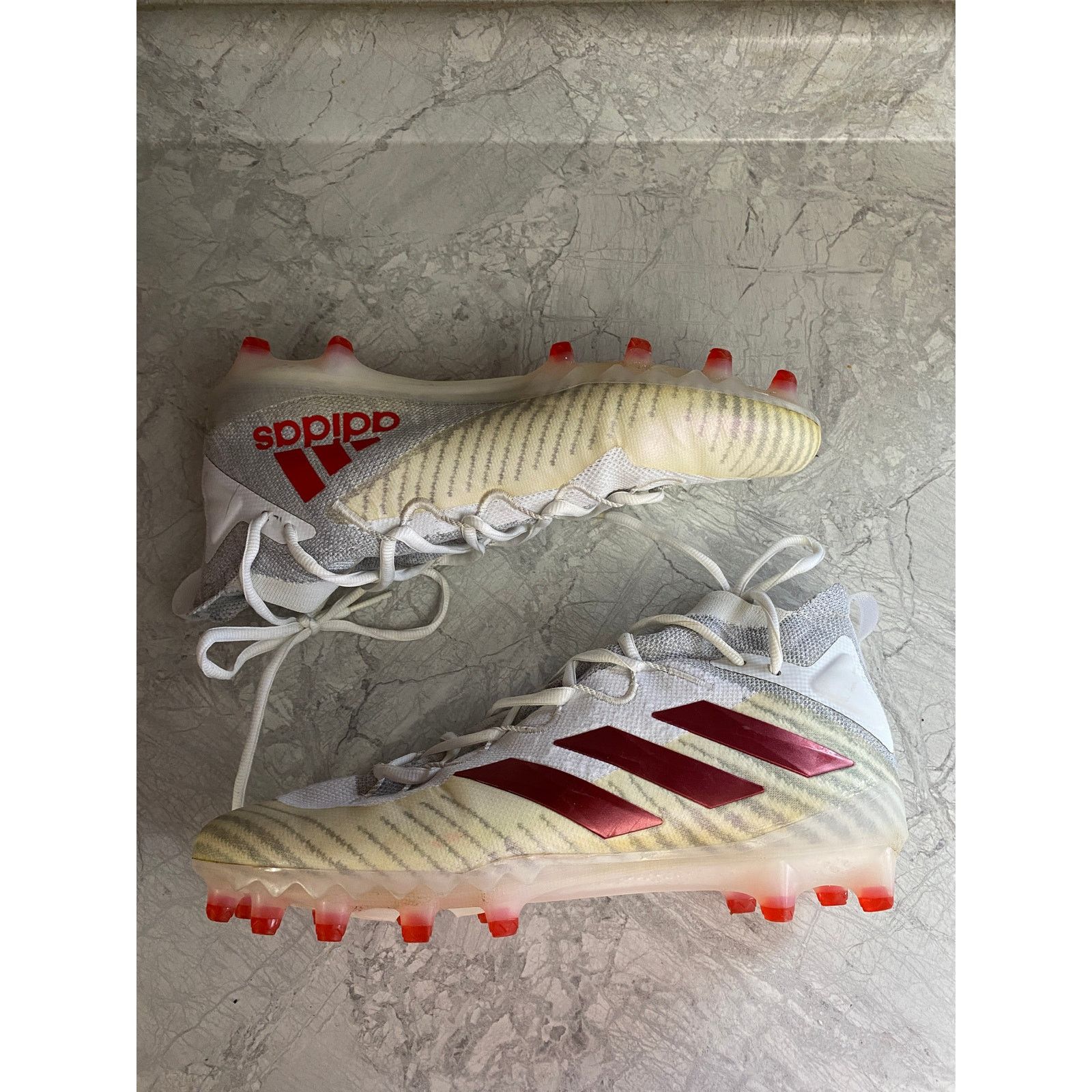 Adidas Adidas White and Red Football Cleats Size 13.5 Size US 13 / EU 46 - 6 Thumbnail