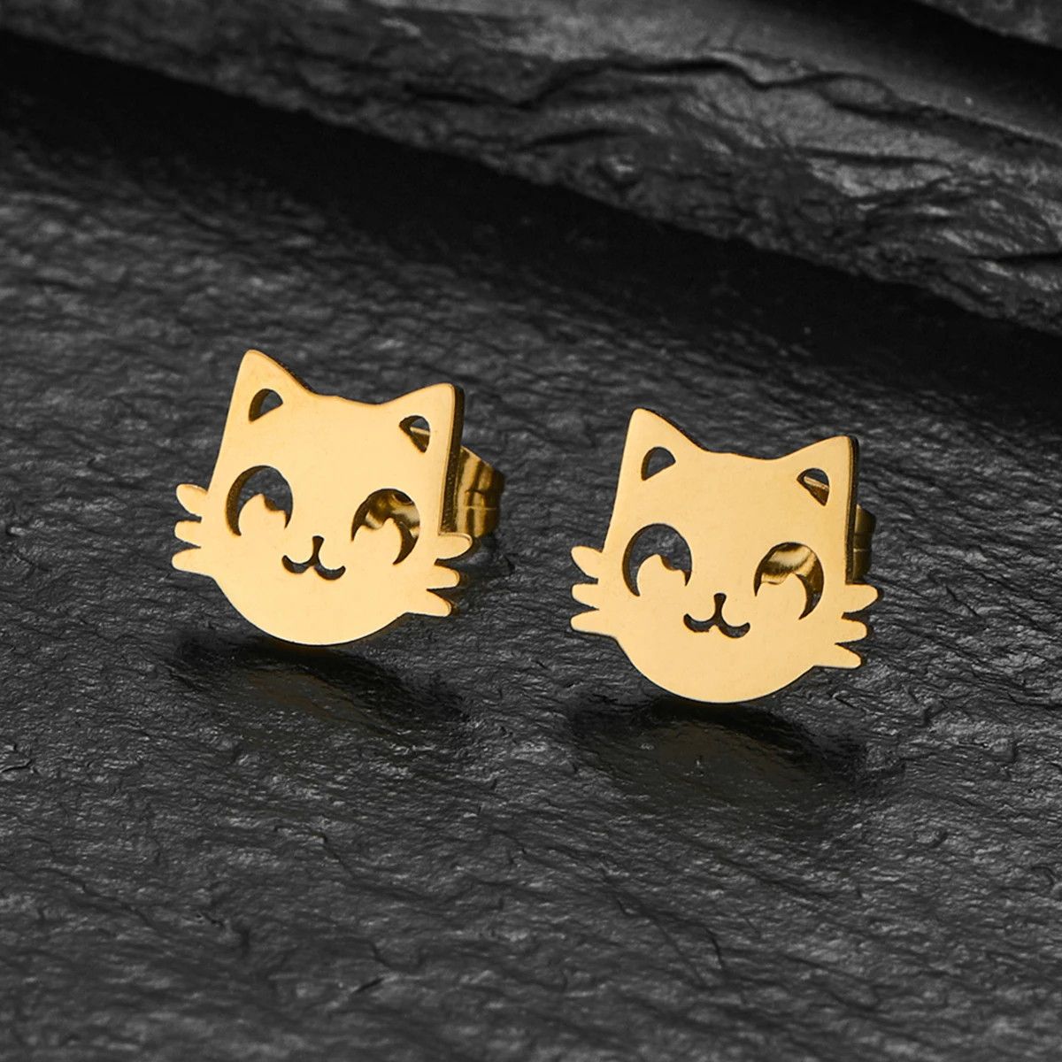 Jewelry Funny Cat Mini Stud Earrings Charm Earring Gift Size ONE SIZE - 2 Thumbnail