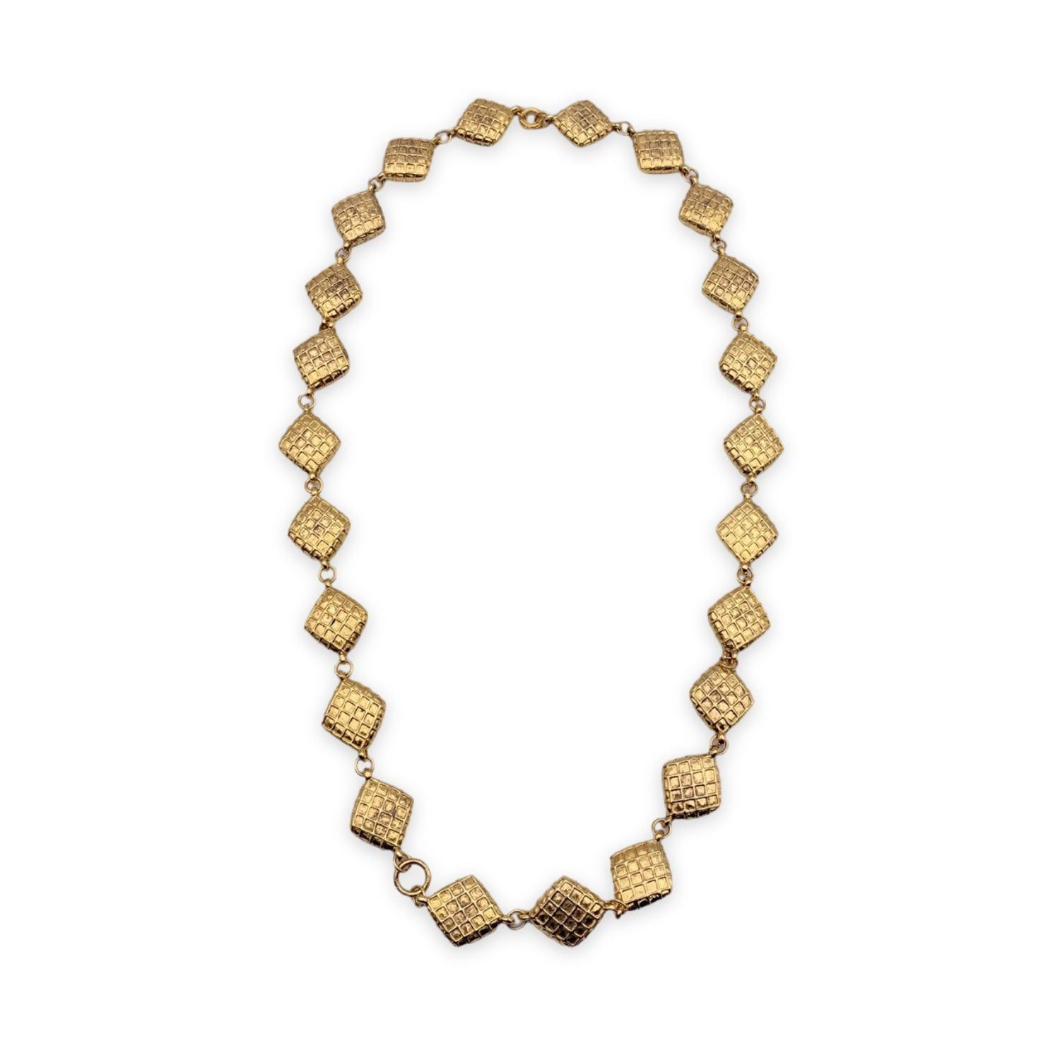 image of Chanel Vintage Gold Metal Quilted Collar Necklace, Women's
