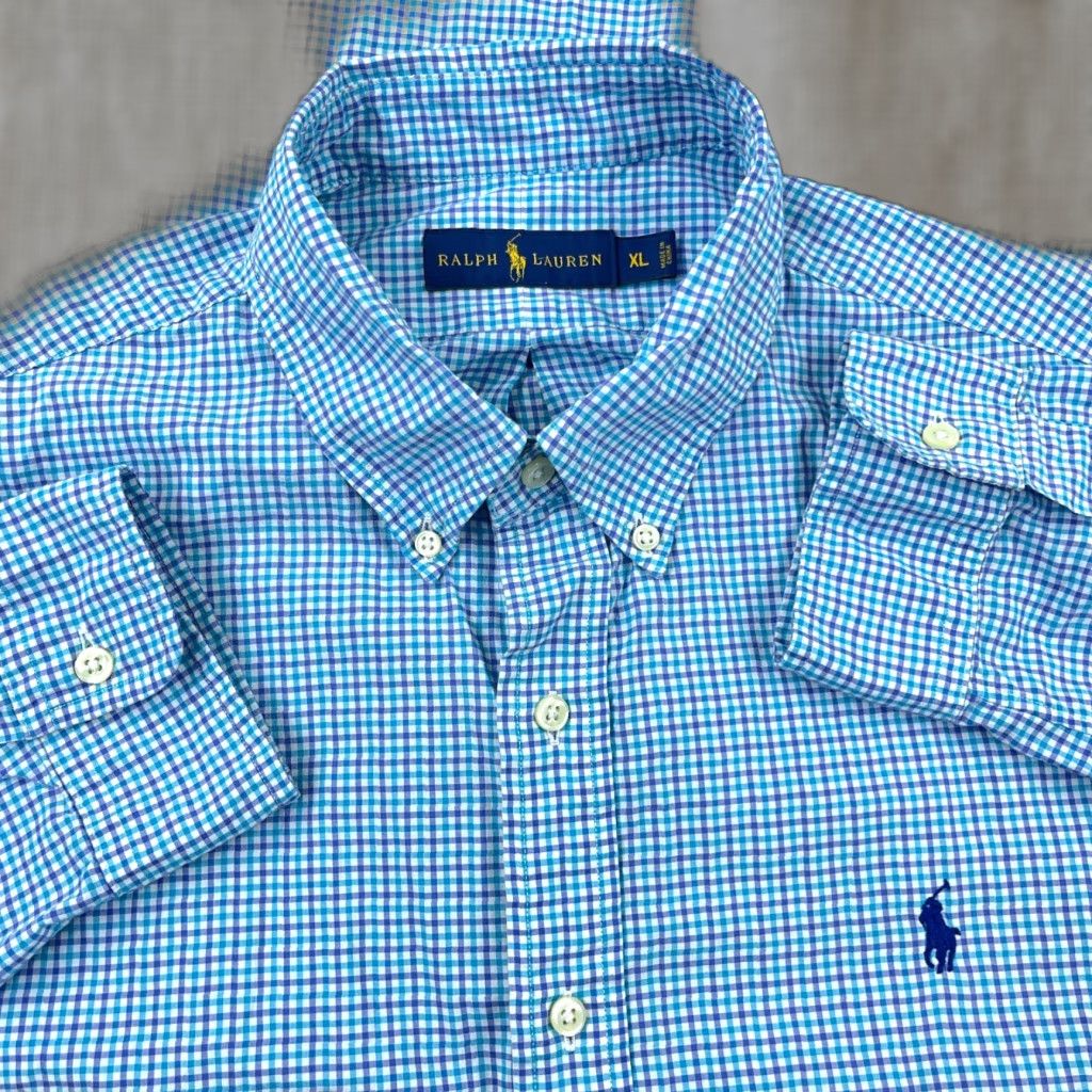 Ralph Lauren Ralph Lauren Shirt Men XL Blue Purple Button Up Tattersall Plaid Poplin Dress LS Size 46R - 1 Thumbnail