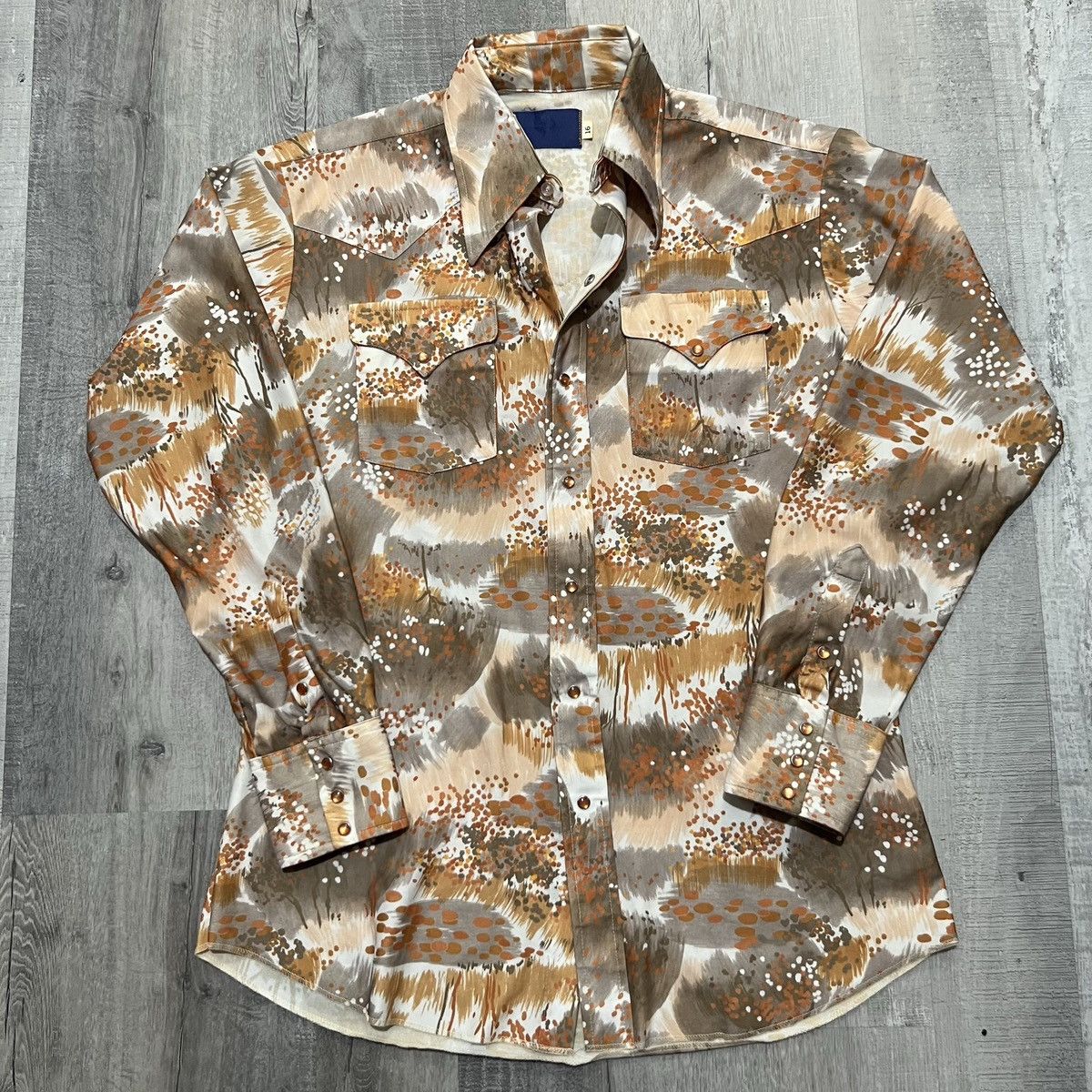 Panhandle Slim × Vintage VTG 70s/80s Orange Abstract Disco Hippie Pearl Snap Shirt Size US L / EU 52-54 / 3 - 1 Thumbnail