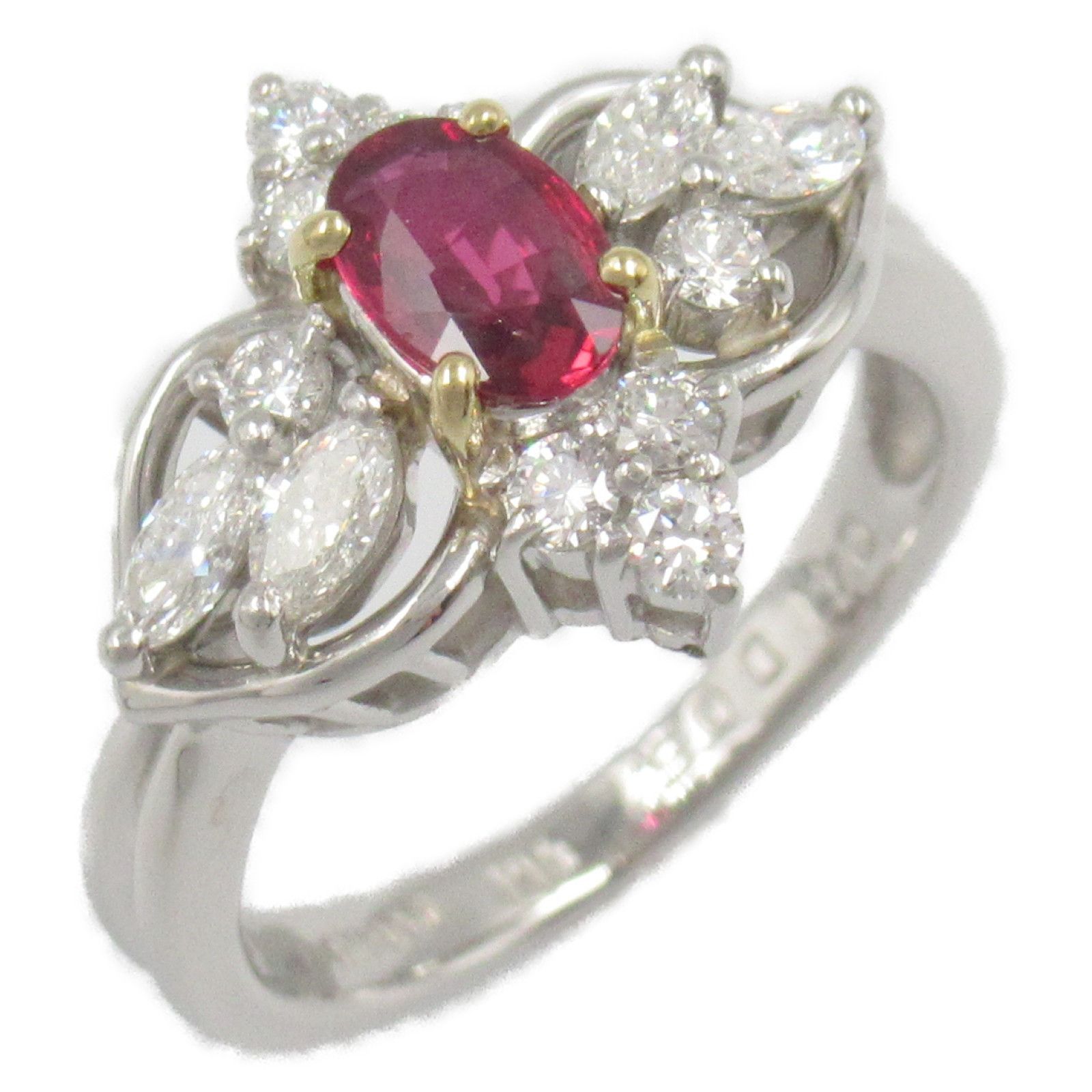 Luxuness Jewelry Ruby Diamond Pt900 Au750 Ring Metal Ring in Silver, Women's