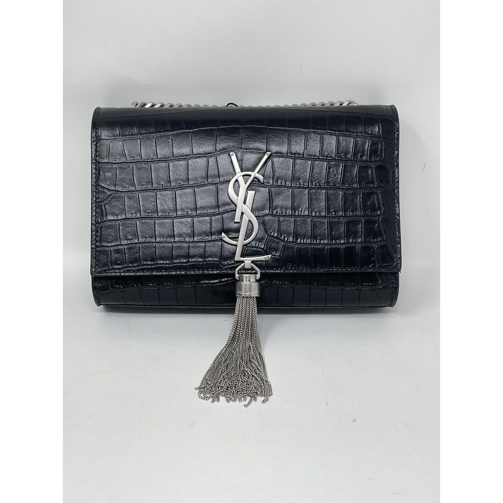 Yves Saint Laurent Calfskin Crocodile Embossed Small Classic Kate Tassel Size ONE SIZE - 4 Thumbnail