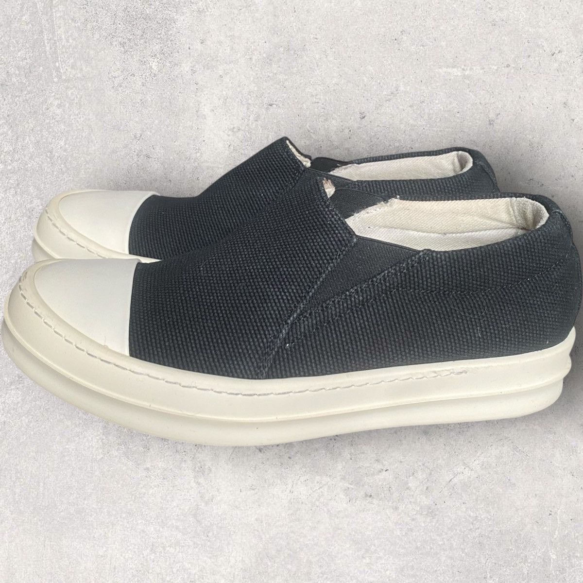 Rick Owens Black Canvas Boat Slip On Size US 5.5 / IT 35.5 - 3 Thumbnail
