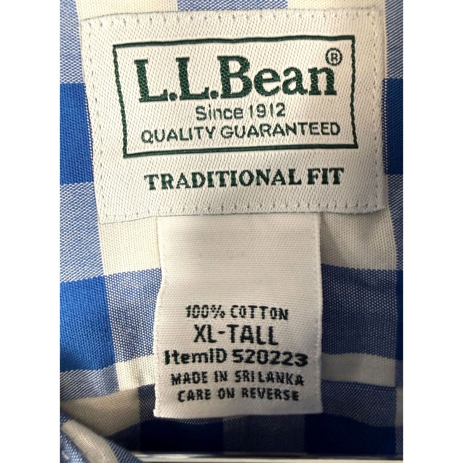 Vintage L.L.Bean Shirt Mens XLT Blue White Checked Traditional Fit Short Sleeve Outdoor Button-Up Shirt Size US XL / EU 56 / 4 - 5 Thumbnail
