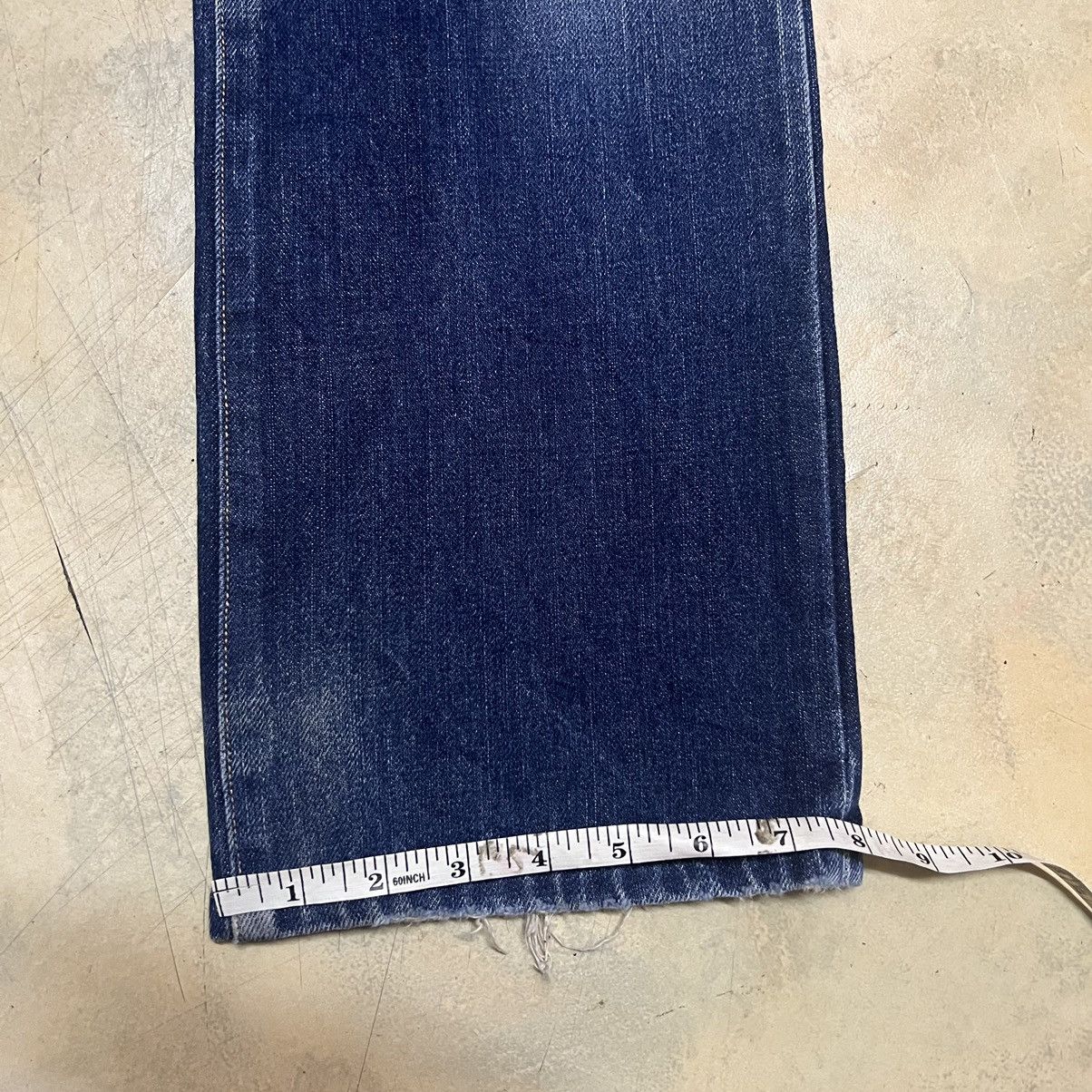 Japanese Brand Back Number Selvedge Distressed Design Denim Jeans Size US 33 - 16 Thumbnail