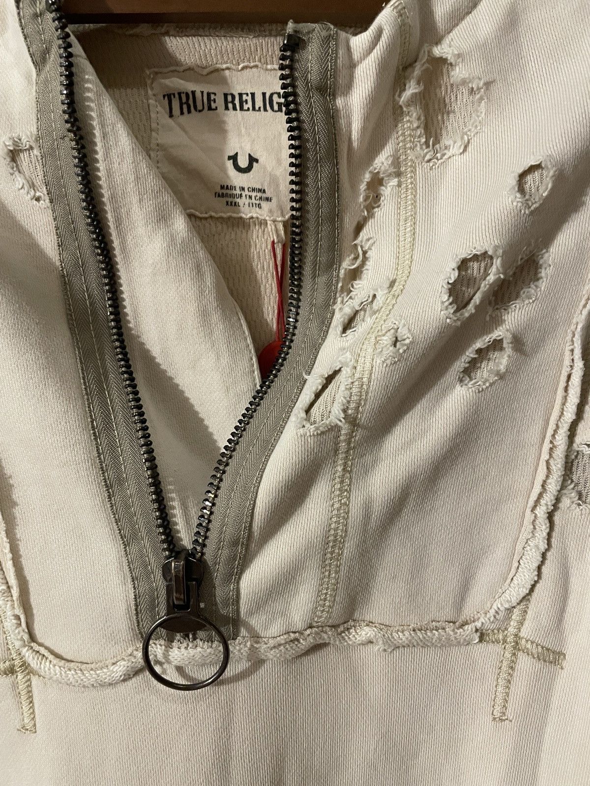 True Religion Heavy Washed Ripped Vintage Hoodie Size US XXL / EU 58 / 5 - 5 Thumbnail