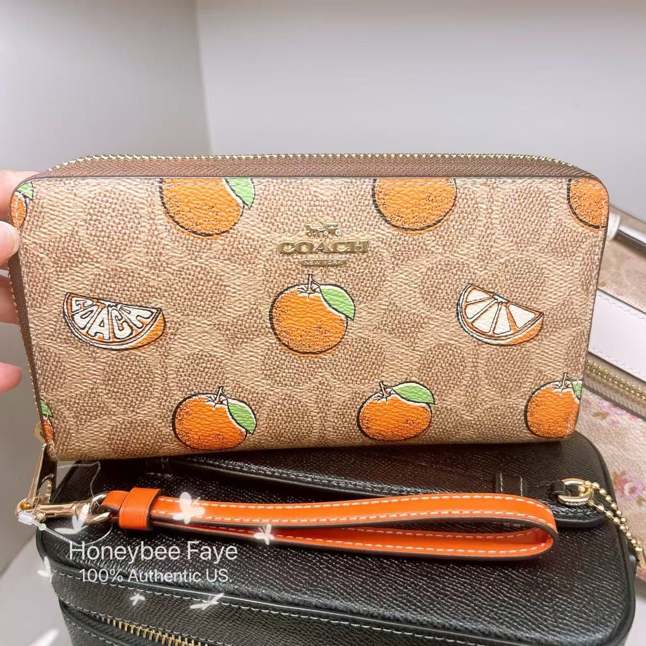 Coach Long Zip Around Wallet With Orange Print CAO92 | Grailed