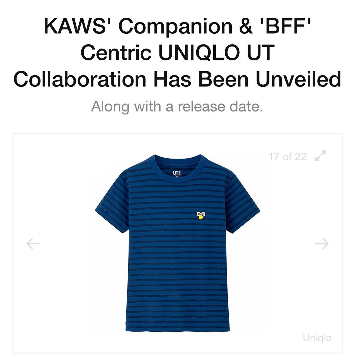 Kaws Uniqlo x kaws t shirt Size US M / EU 48-50 / 2 - 6 Thumbnail