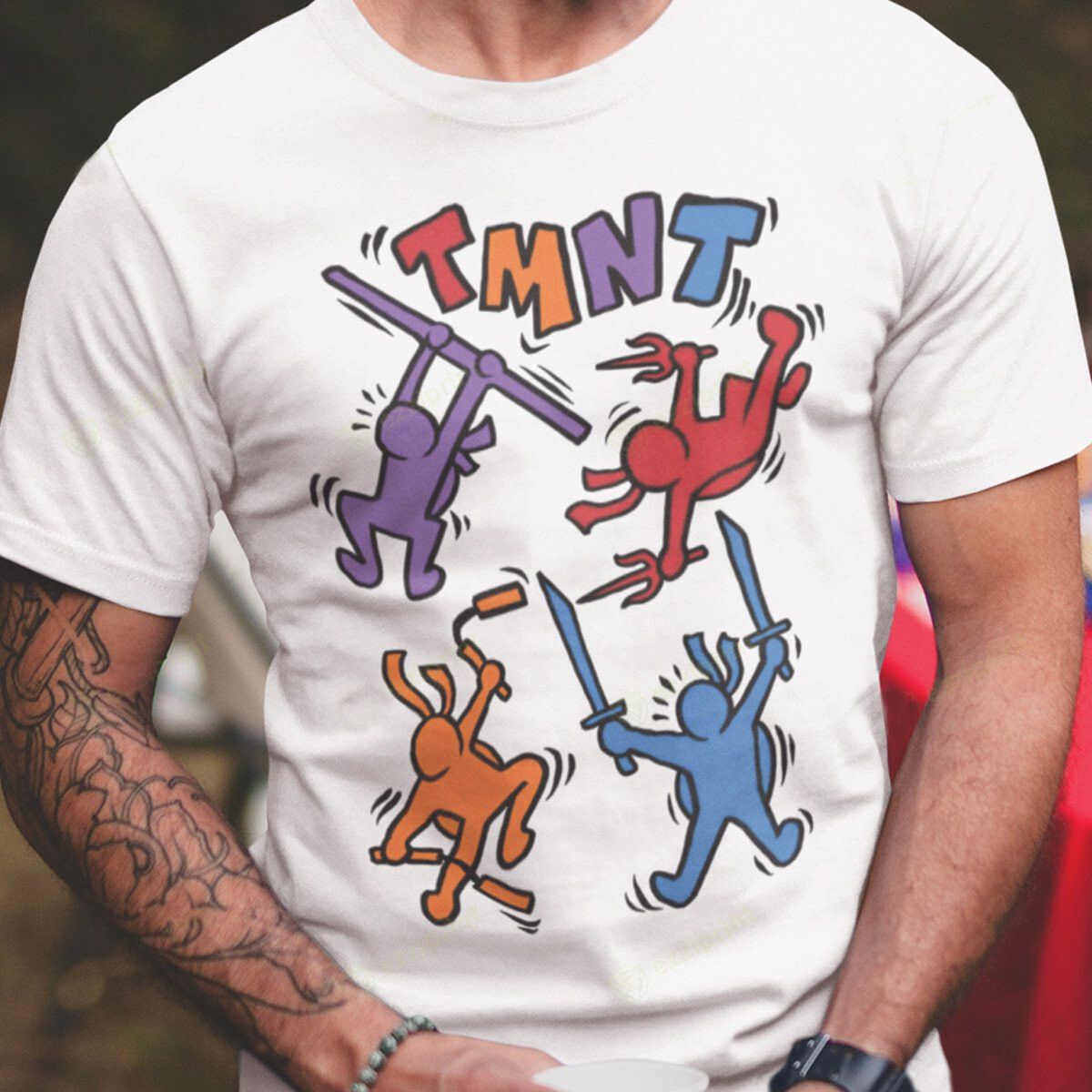 Designer × Vintage Keith Haring Doodle Ninja Shirt Size US L / EU 52-54 / 3 - 1 Thumbnail
