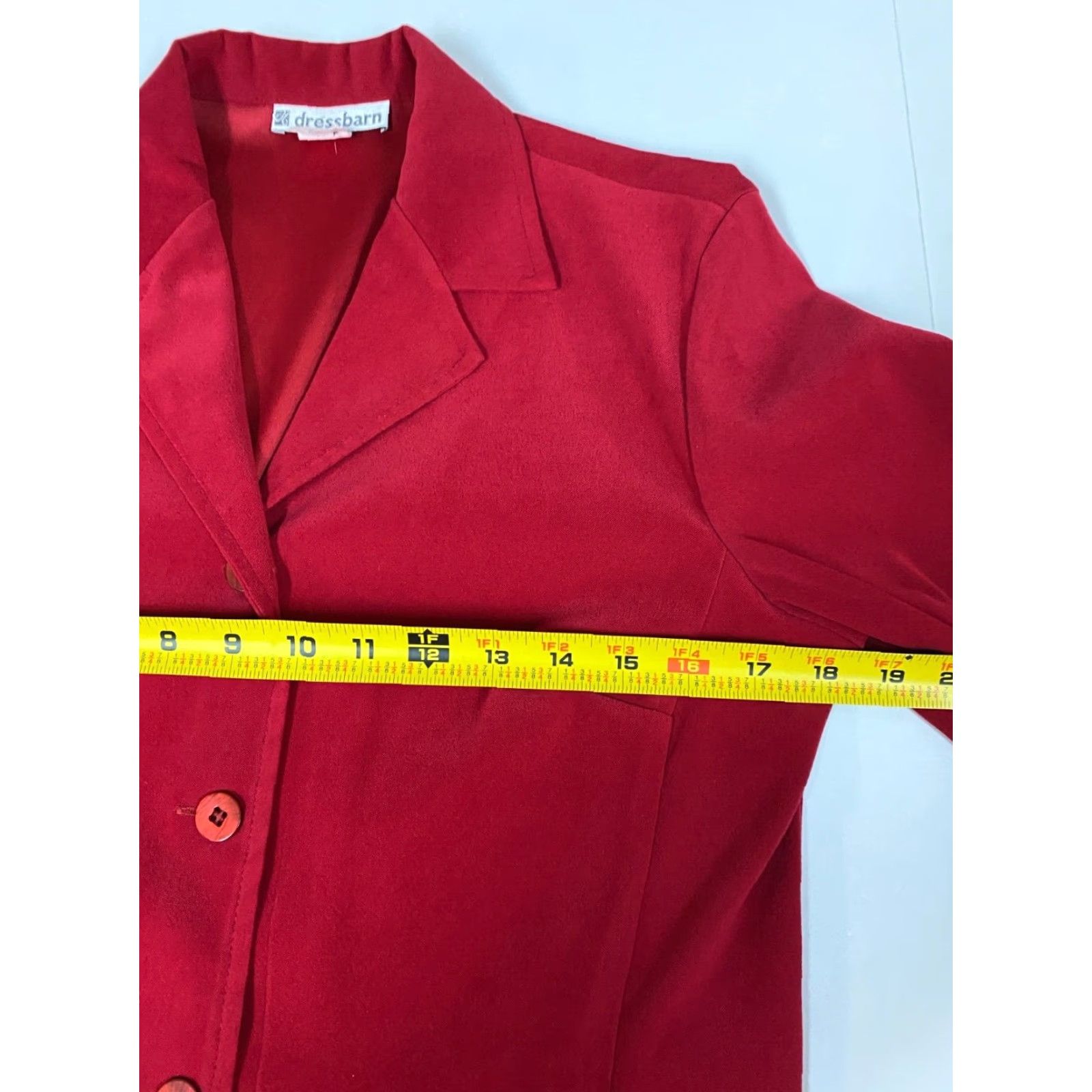 Vintage Dressbarn Womens Blazer 6 Red Four-Button Jacket Notch Lapel Wool Blend Single-Breasted Modern Tuxedo Business Casual Fall Winter Womens Size 6 Red Size M / US 6-8 / IT 42-44 - 5 Thumbnail