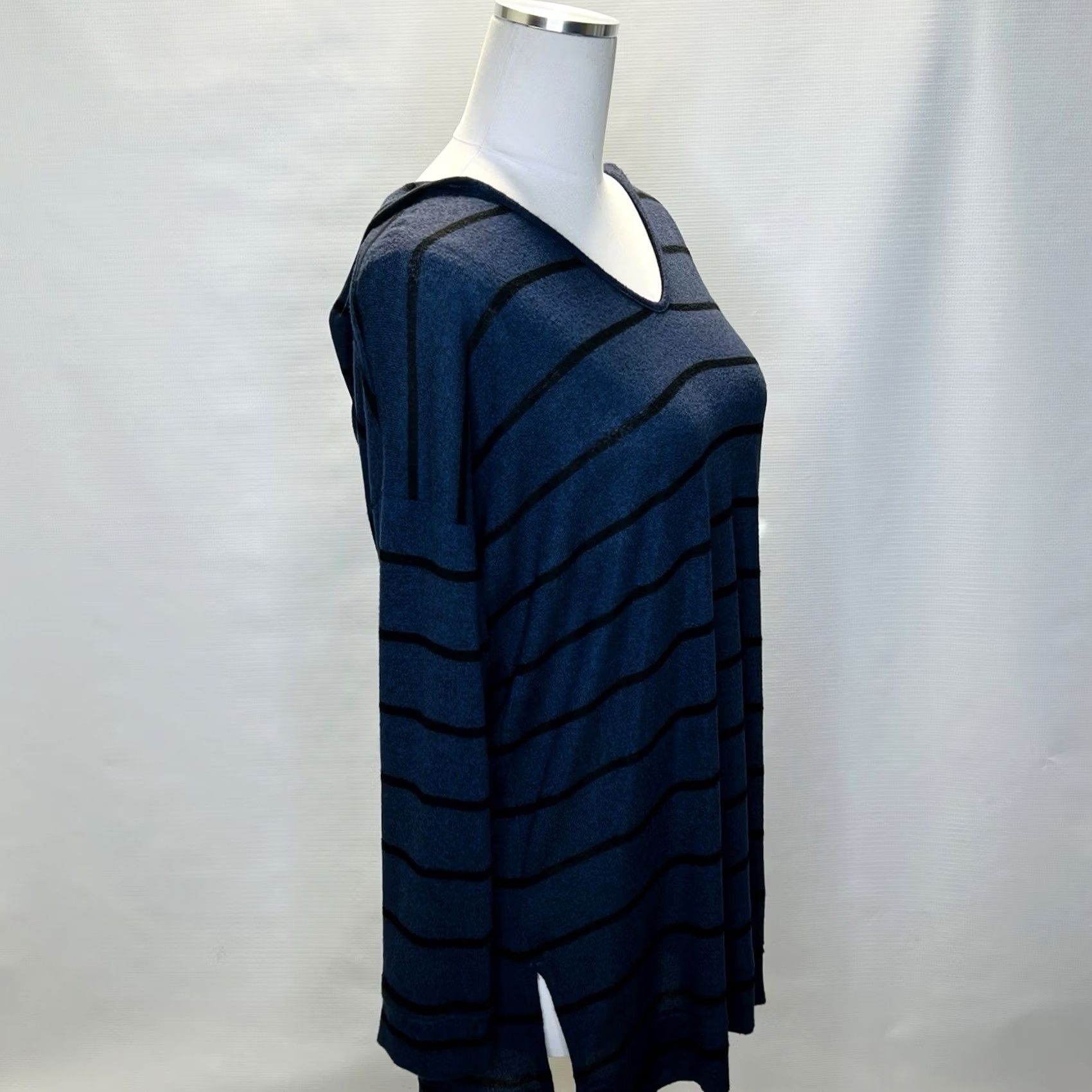 Soft Surroundings Soft Surroundings Downtown Hoodie Sweater Tunic Womens XL Blue Striped Pullover Size XL / US 12-14 / IT 48-50 - 3 Thumbnail