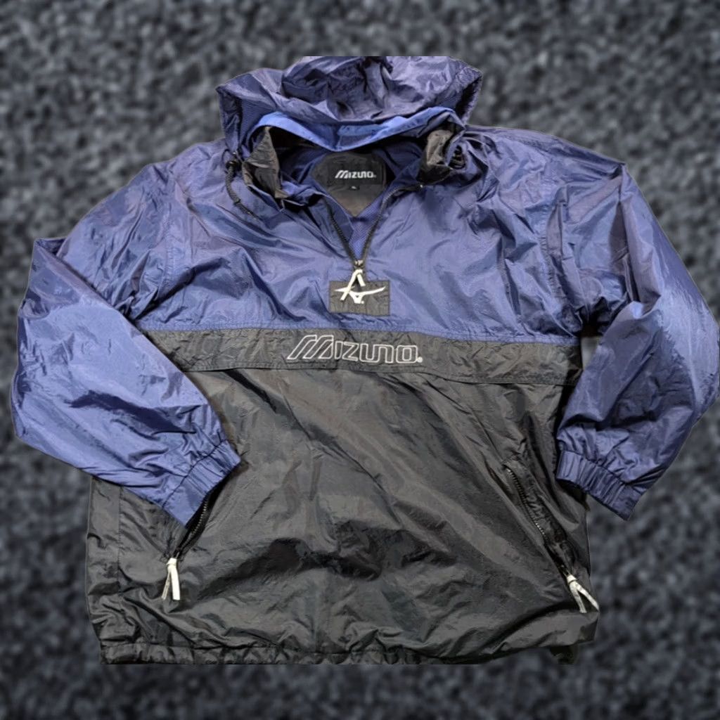 Mizuno Mizuno Windbreaker Hooded Training Black Blue size XL Mens Size US XL / EU 56 / 4 - 1 Thumbnail