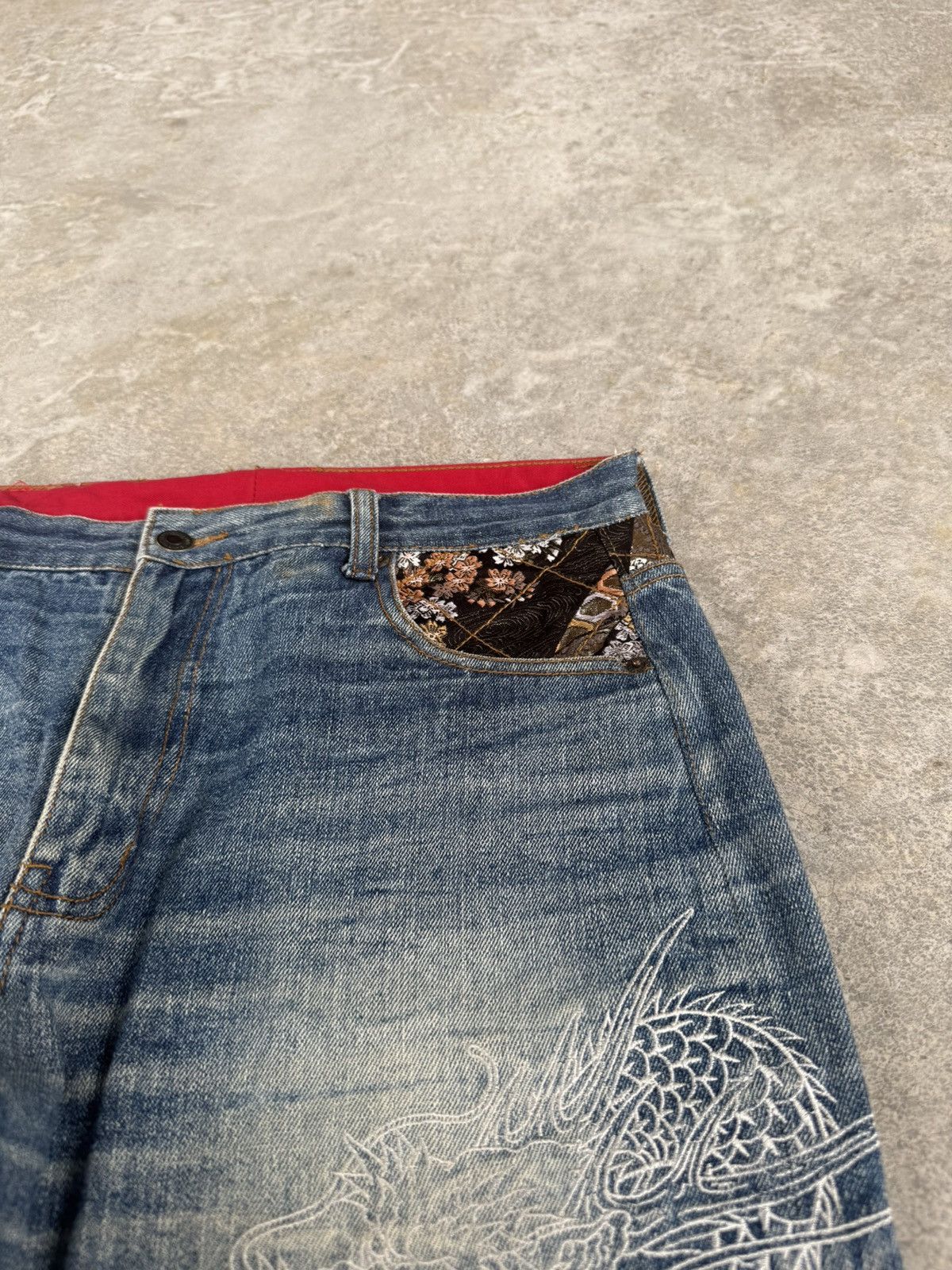 Japanese Brand Japanese Fugutaiten Embroidered Jeans Distressed Size US 33 - 17 Thumbnail